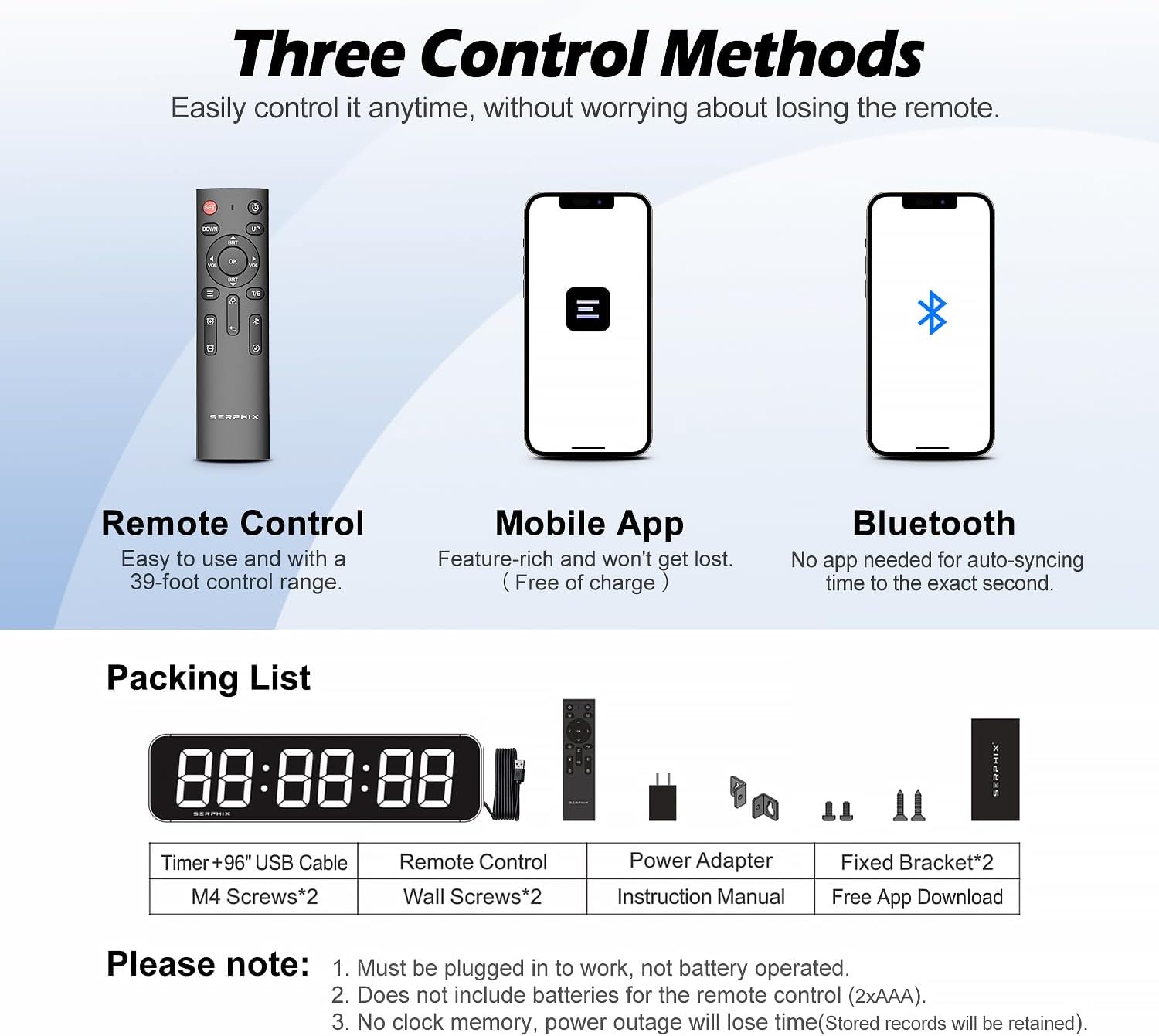 15.2" Large Digital Wall Clock with Seconds, App & Remote Control, Customizable RGB Colors, Alarms, Stopwatch, Countdown, Timer Clock for Home Gym Living Room Office Garage Decor - Image 6