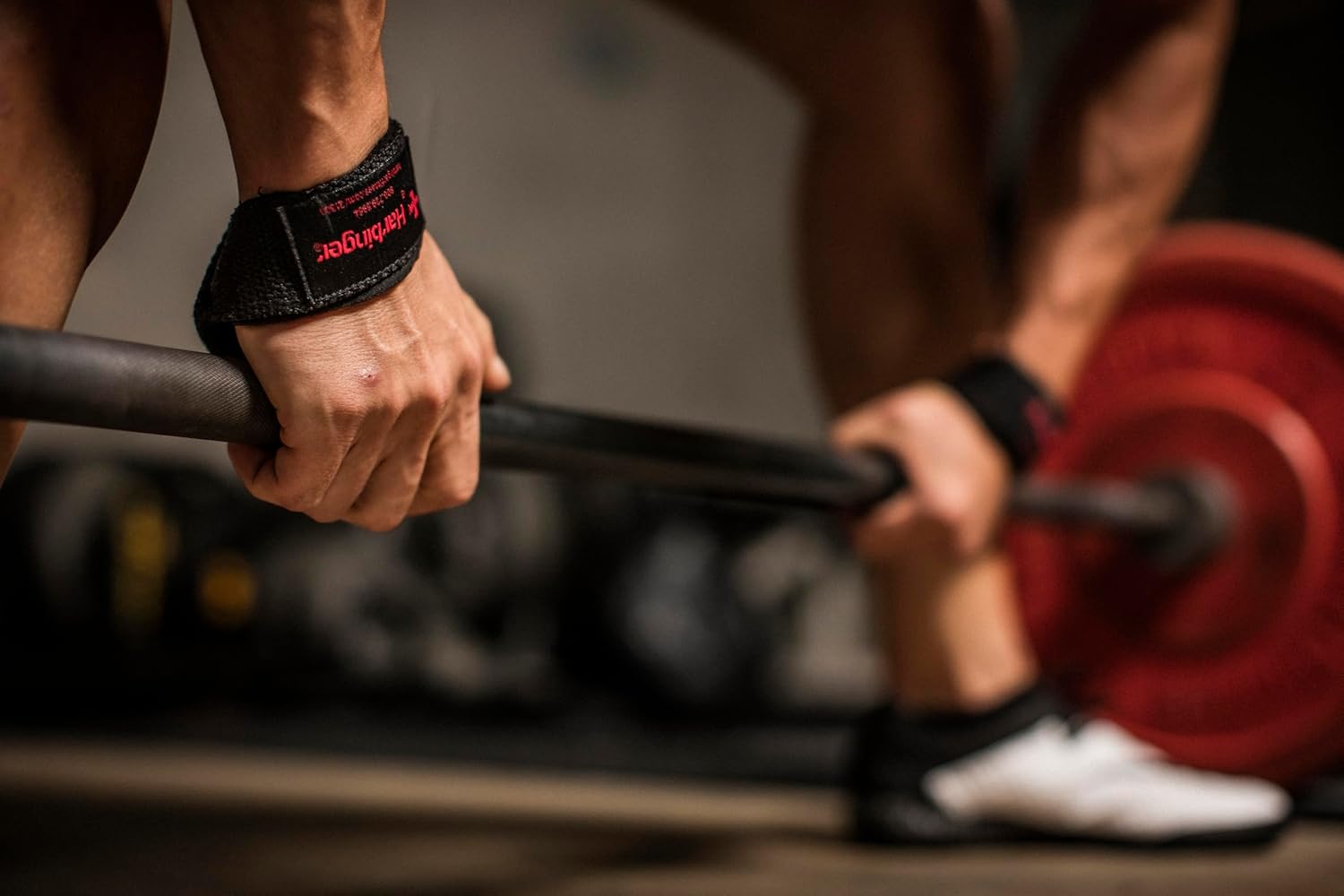 Harbinger Padded Cotton Lift Straps - Soft, Supportive Neotek Wrist Pads - 21.5" Length, 1.5" Width - Reinforced Edges & Heavy-duty Stitching - Cushions Wrists for Lifting Support - Image 5