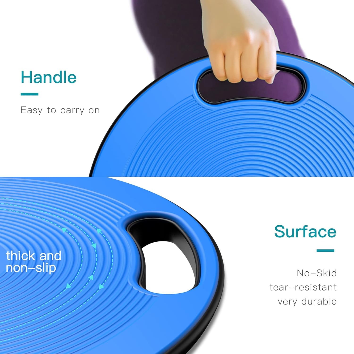 EVERYMILE Wobble Balance Board, Exercise Balance Stability Trainer Portable Balance Board with Handle for Workout Core Trainer Physical Therapy & Gym No-Skid Surface - Image 2