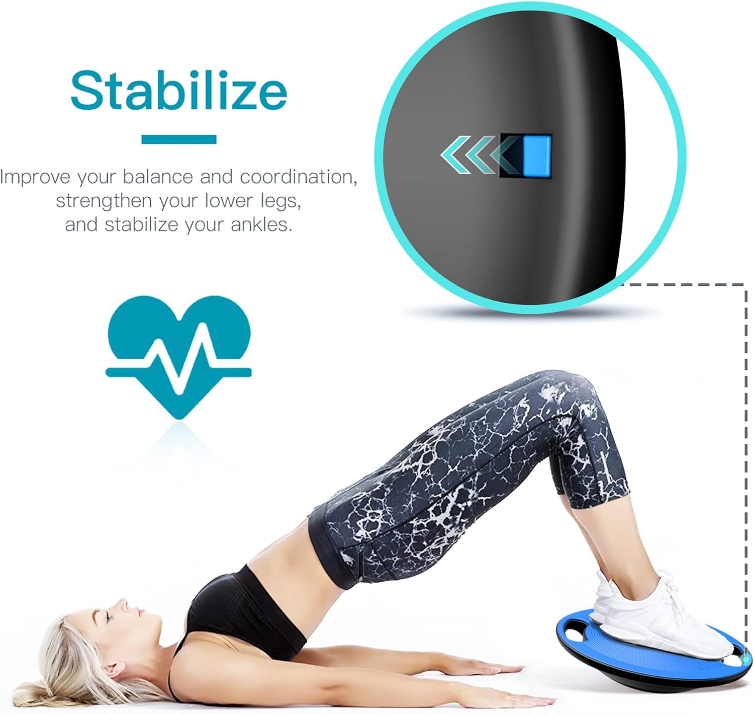 EVERYMILE Wobble Balance Board, Exercise Balance Stability Trainer Portable Balance Board with Handle for Workout Core Trainer Physical Therapy & Gym No-Skid Surface - Image 4