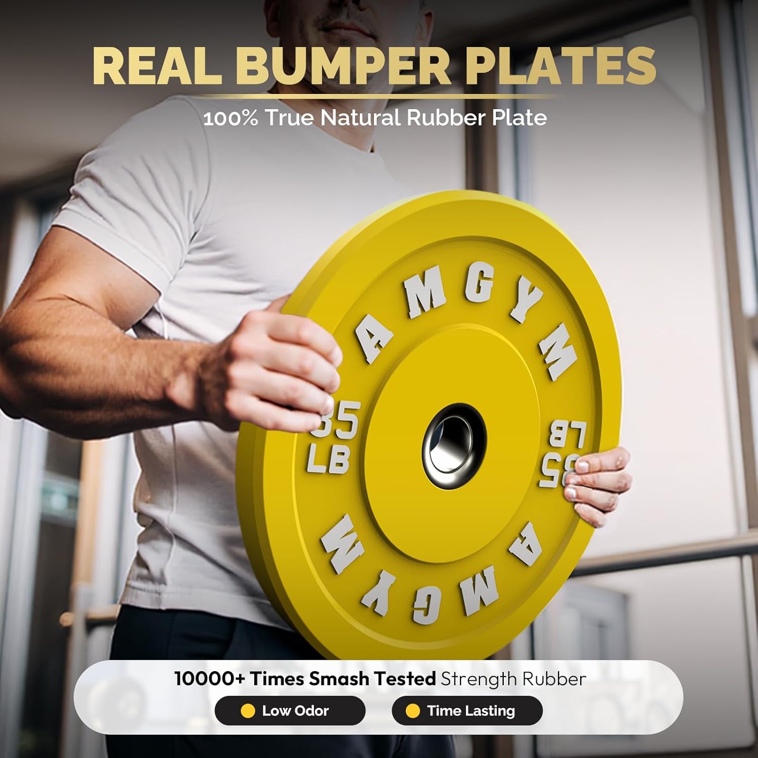 2 Inch Bumper Plates,10-500lbs,Barbell Rubber Olympic Weight Plates Set for Home Gym, Strength Training & Weight Lifting, Multiple Options Colors - Image 4