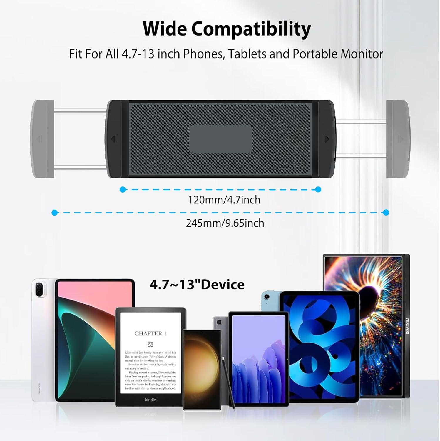 CreaDream Wall Mount for iPad, Aluminium Adjustable & Extendable Holder Arm, Fits 4.7-13" Tablets, Phones, Kindle Fire HD, Galaxy Tab, Samsung Galaxy - Image 5