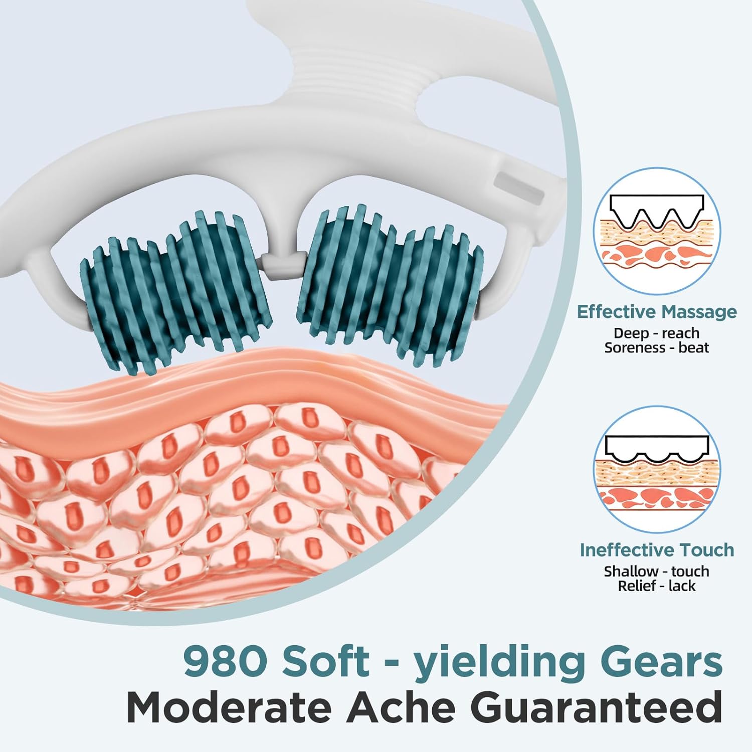 Cellulite Massage Tool - Lymphatic Drainage Massager - Muscle Roller, Deep Fascia Massage, Dimpled Skin Removal, Legs/Thighs/Buttocks, Anti-Cellulite Roller, Smooth Skin, Pain Relief (Green) - Image 3