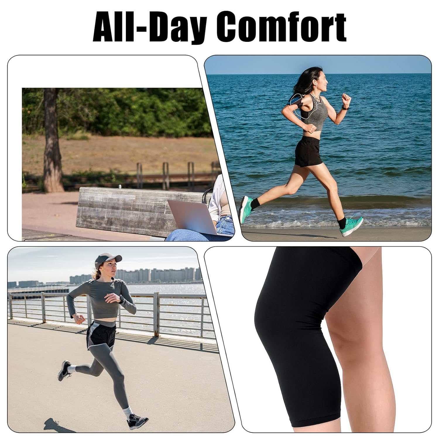Knee Brace Undersleeve Long knee Compression Sleeve Support for Women and Men Cooling Protective Liner Suitable Sports Running Basketball Gym (Black L) - Image 3