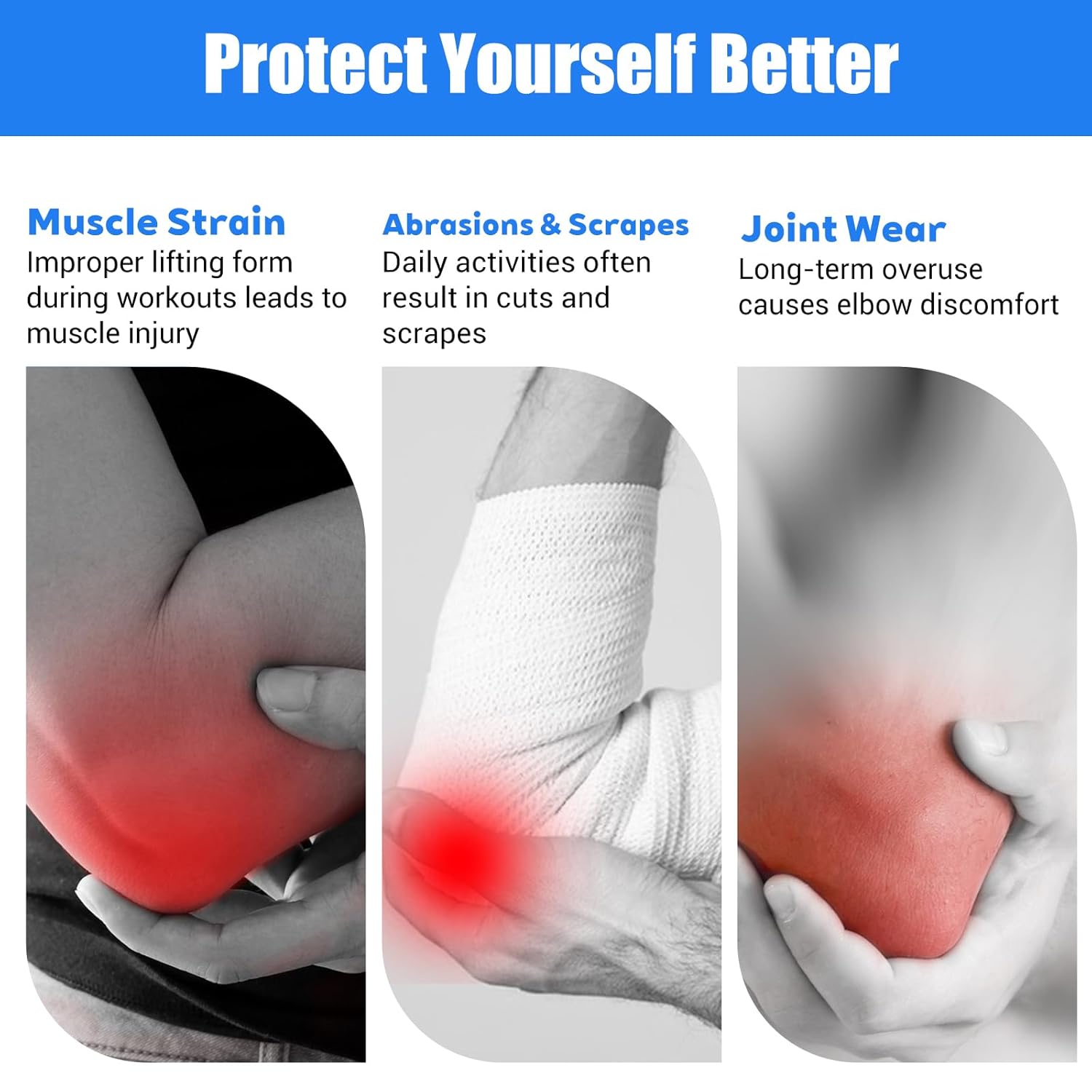 Elbow Brace for Tendonitis and Tennis Elbow for Men & Women, Adjustable Compression Sleeve, Arthritis Support, Cubital Tunnel Elbows Brace, Sports Injury Recovery Sprains/Strains Pain Relief - Image 7