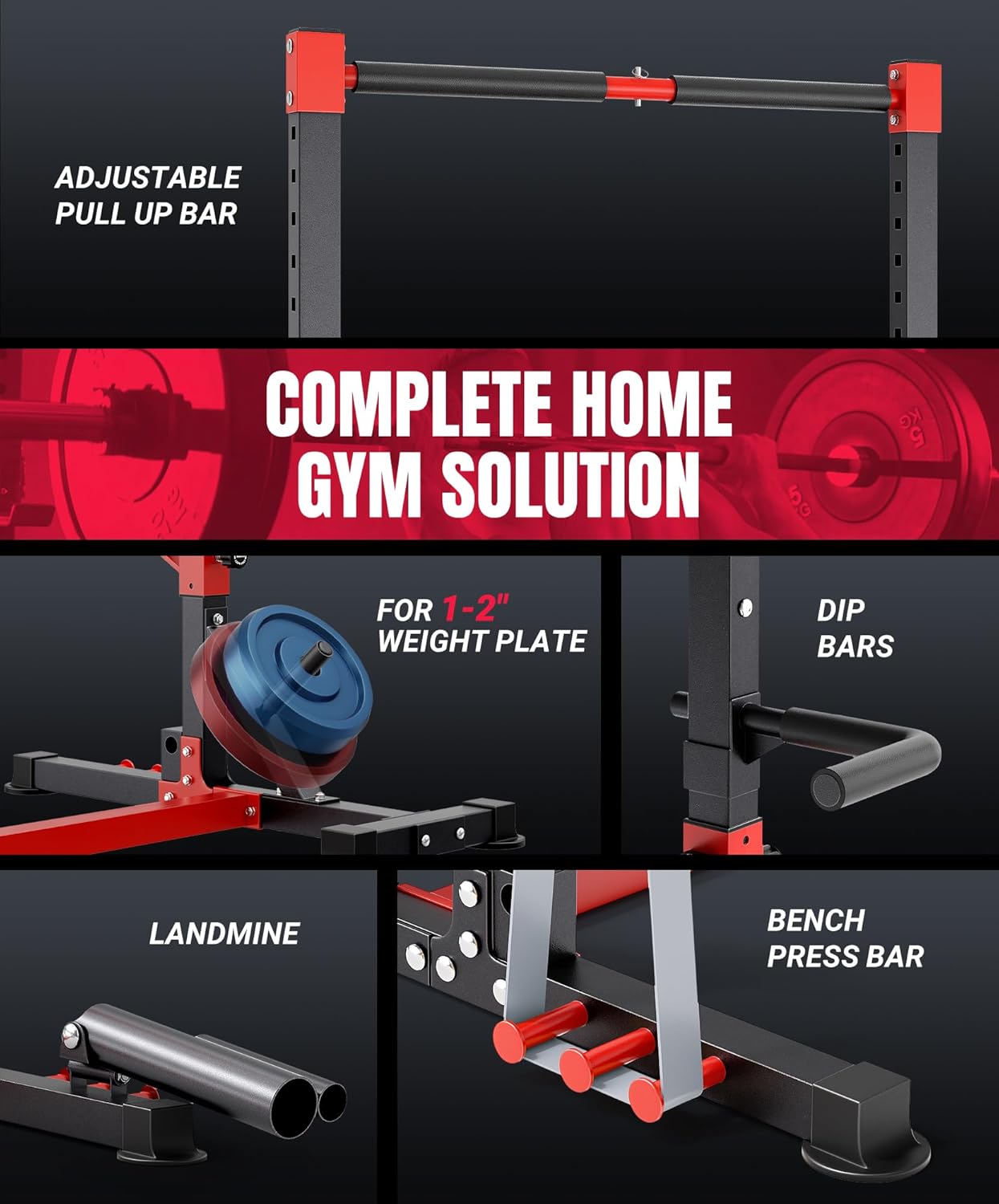 YOLEO Smith Machine & Squat Rack Combo, Multi-Functional Power Racks with Adjustable Width & Pull-Up Bar, Cable Crossover Power Cage, Independent Dual-Pulley System for Home Gym Garage Basement - Image 6