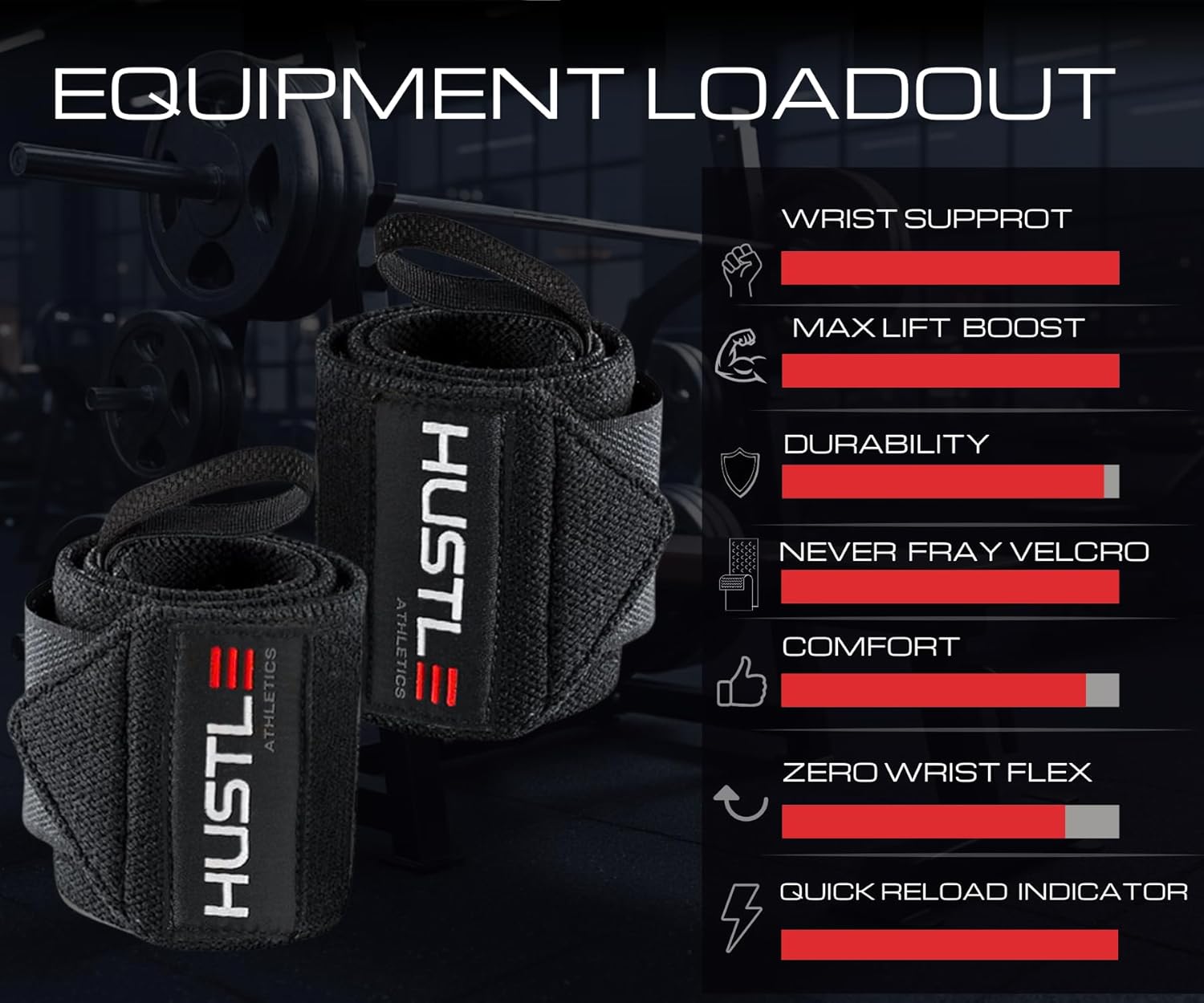 Hustle Athletics Wrist Wraps for Weightlifting - 18" & 12" Premium Wrist Support Weight Lifting Wraps to Lift Heavier & Train Harder - Heavy Duty Powerlifting & Bench Press Gym Straps for Men & Women - Image 7