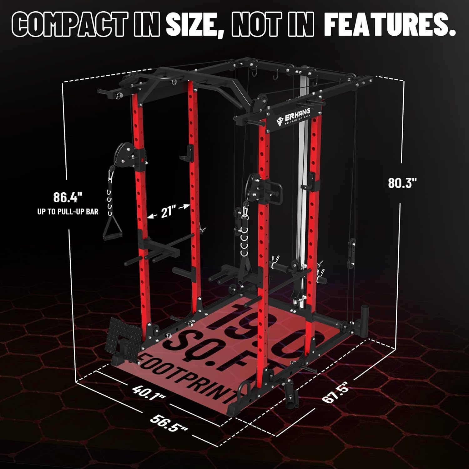 Mikolo Power Cage, Power Rack with Cable Crossover System, 1500LBS Squat Rack with LAT Pull Down System, Workout Cage with Pulley System for Fitness Home Gym - Image 8