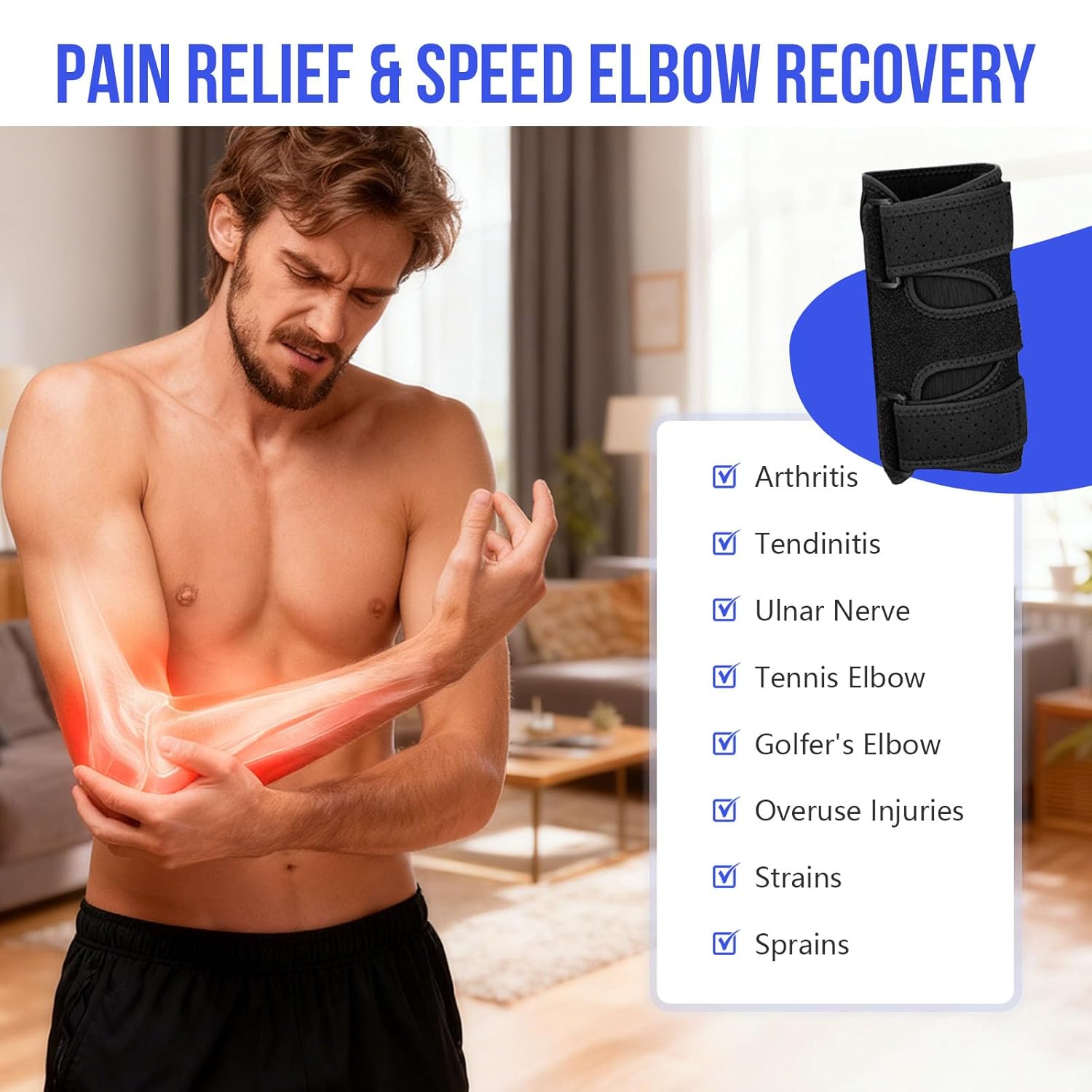 Elbow Brace for Cubital Tunnel, Comfortable Elbow Stabilizer for Night Sleep and Day Working, Ulnar Nerve Entrapment brace with Compression Sleeve Immobilizer, 2 Removable Metal Splints Stabilizer Support for Women and Men Fit Most - Image 3