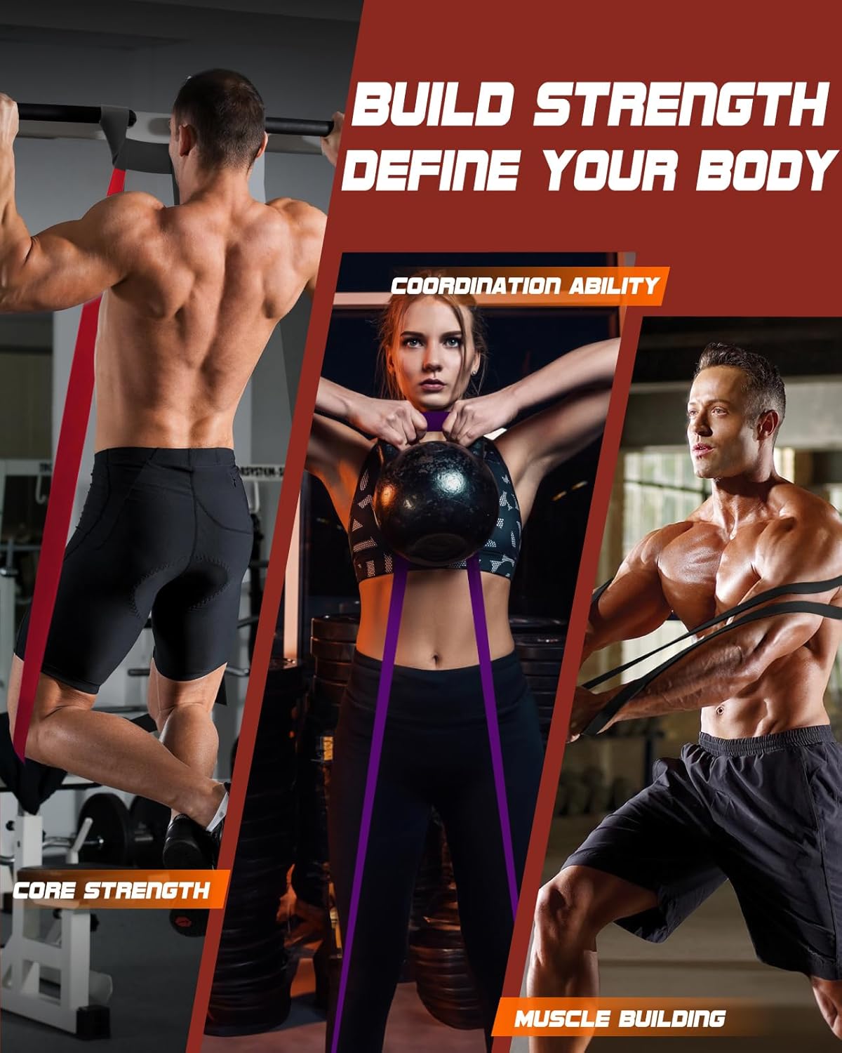 Resistance Bands Set - Pull Up Bands for Men Women, Exercise Bands Resistance with Door Anchor, Training Poster & Pouch for Body Stretching, Pull Up Assist - Image 2