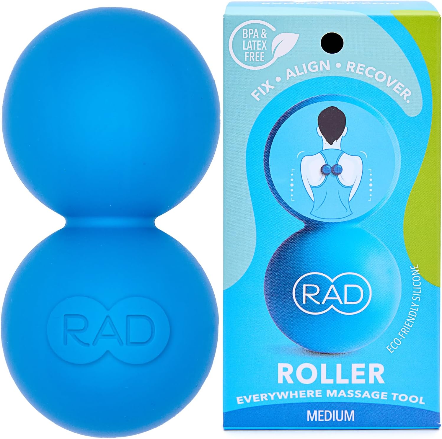 RAD Original Peanut Massage Ball – Medium Density Yoga Deep Tissue Roller Ball – Myofascial Release for Back, Neck, Feet, Psoas & Spine – Suboccipital & Thoracic Trigger Point Therapy