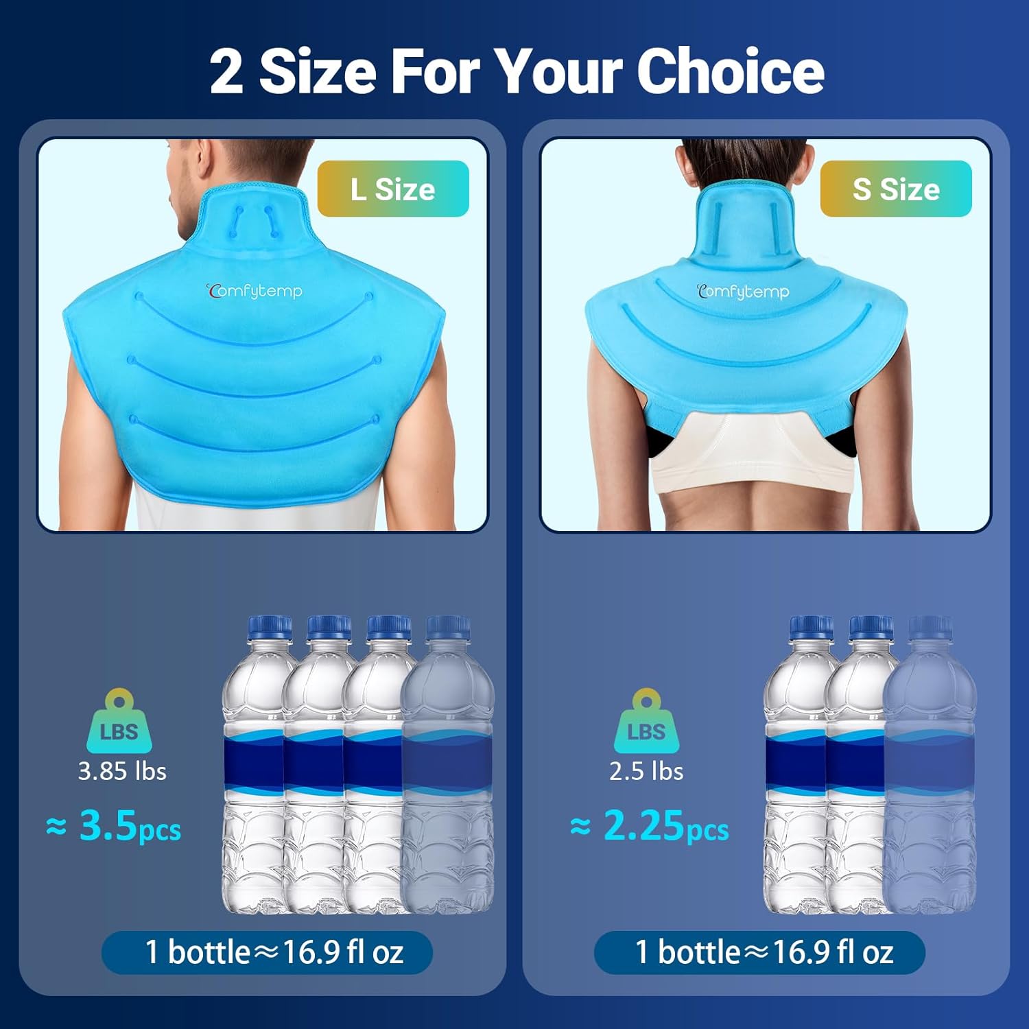 Comfytemp Large Ice Pack for Neck Shoulders Upper Back Pain Relief with Straps, HSA Eligible FSA Wearable Reusable Gel Ice Wrap with Cold Compression Therapy Recovery for Upper Back, Cervical (L) - Image 4