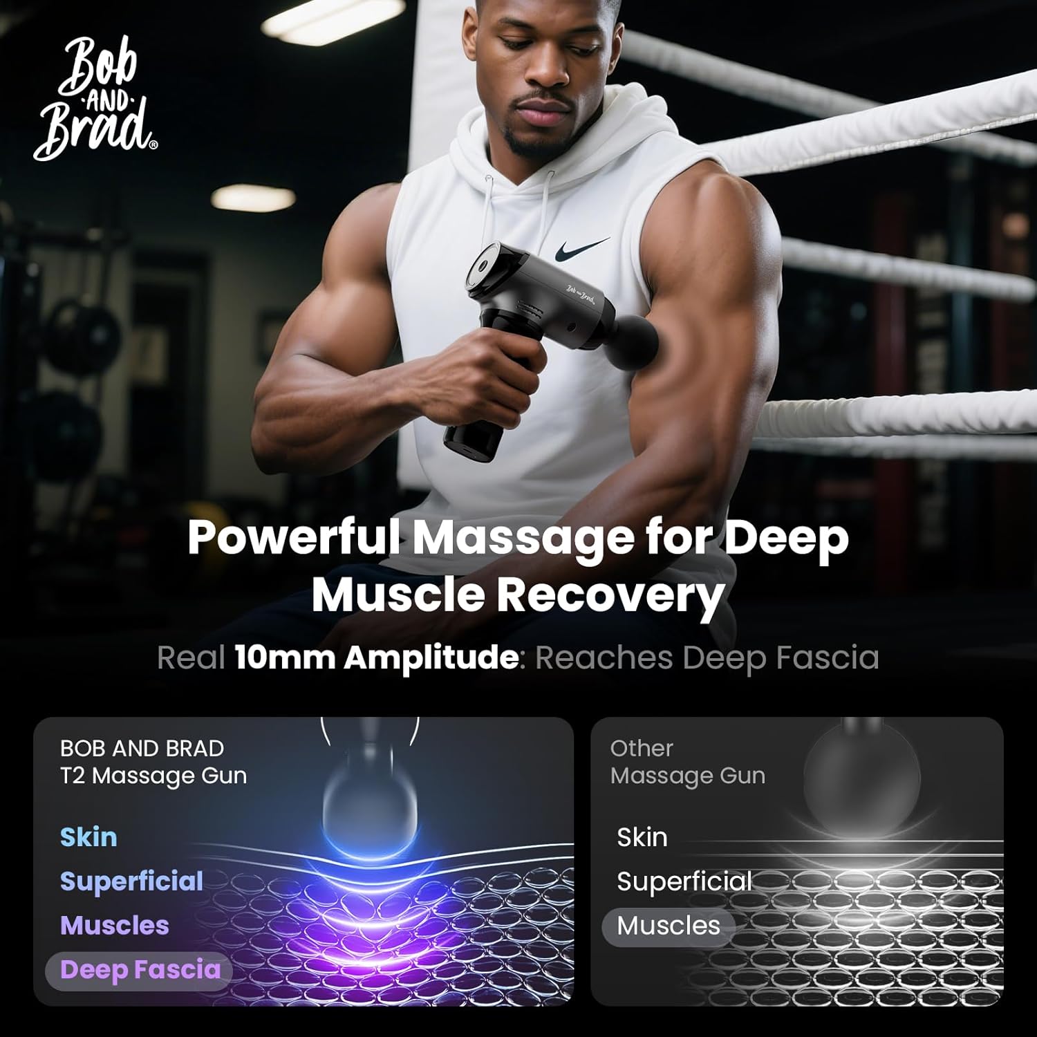 BOB AND BRAD T2 Massage Gun, Deep Tissue Percussion Muscle Massage Gun for Back and Neck, Upgraded 4000 mah Battery, HSA Handheld Electric Back Massager for Athletes Pain Relief FSA Eligible - Image 2