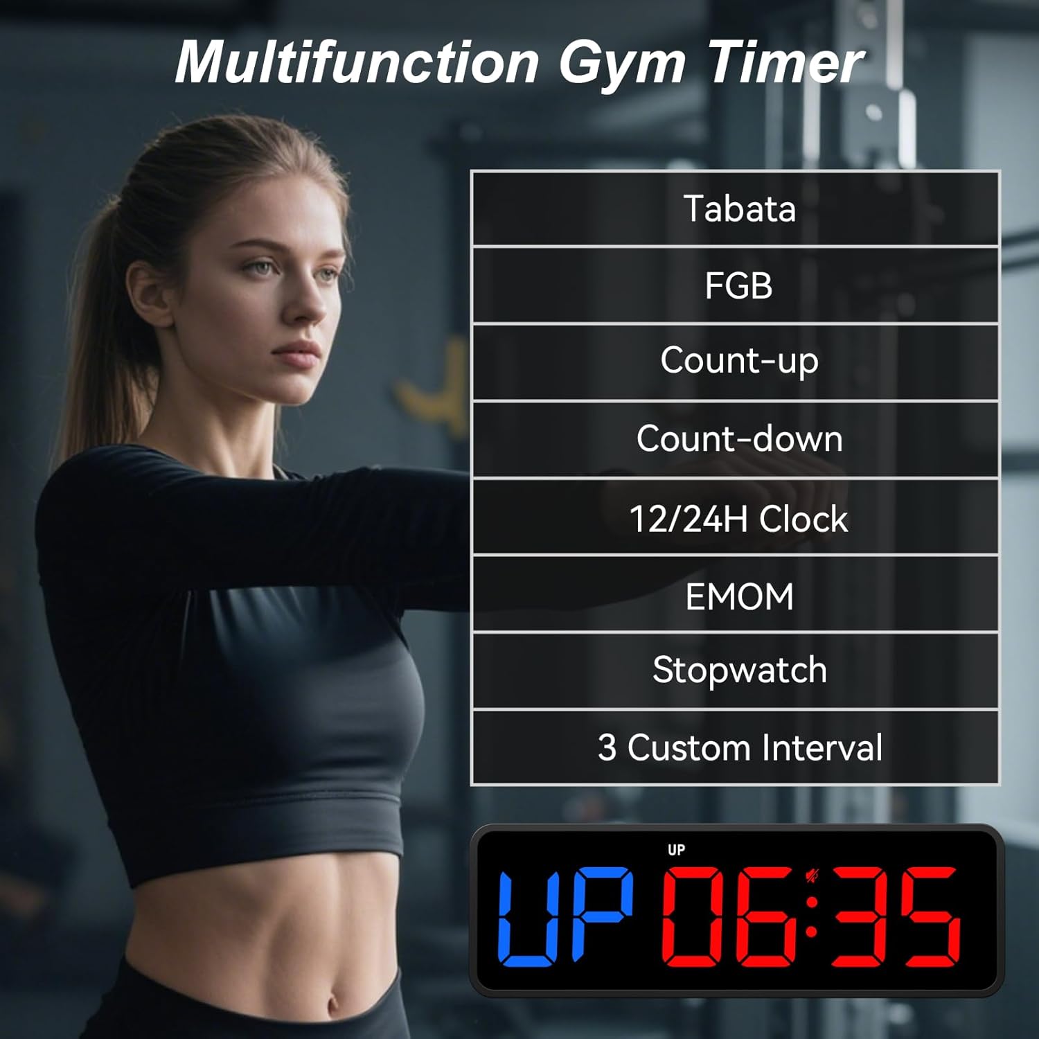 Portable Gym Timer Clock: Fitness Digital Clock with Strong Magnet - Remote Control for Fitness Enthusiasts - Powerful Battery for Home Gym Garage Boxing - Image 2