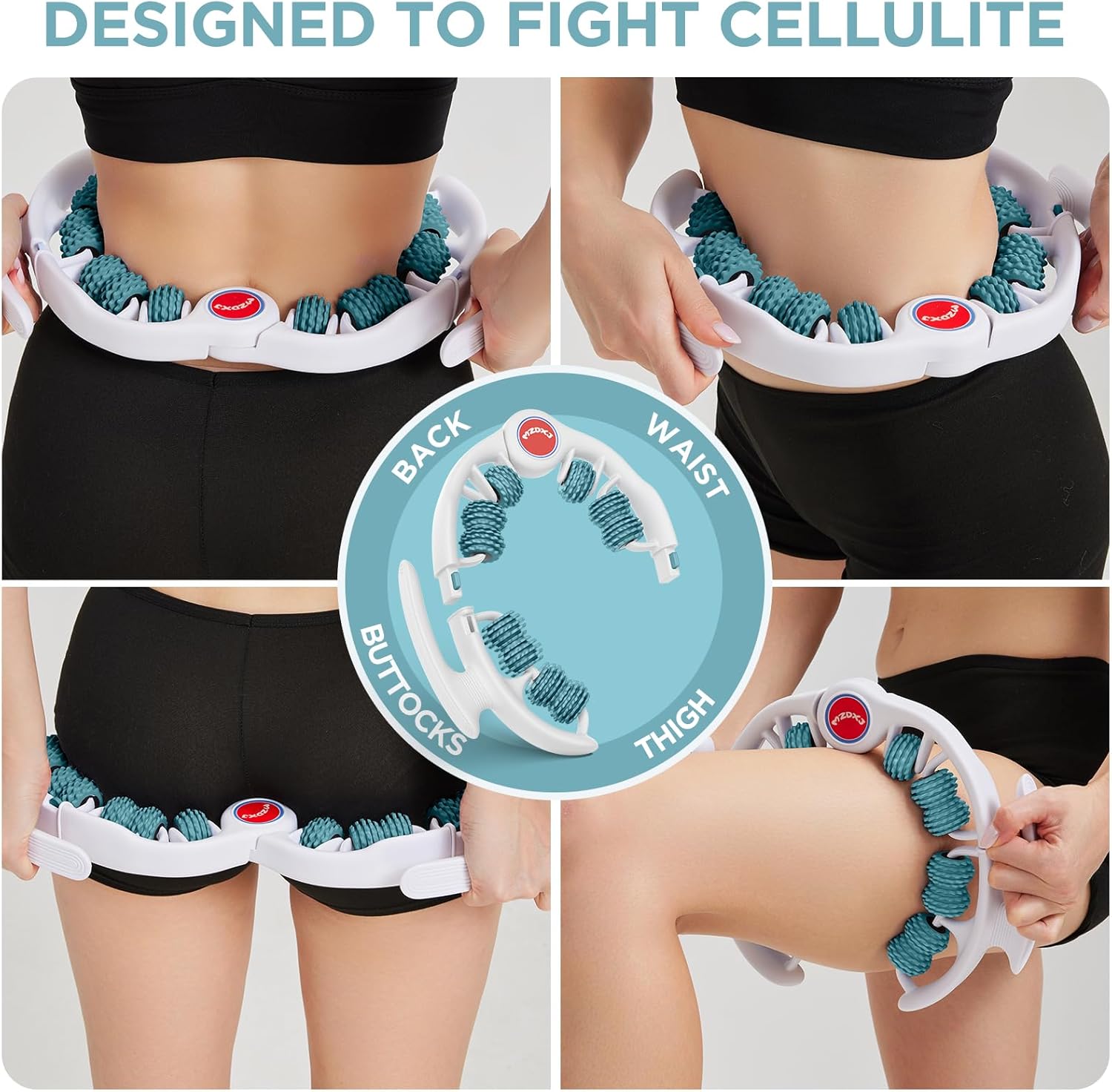 Cellulite Massage Tool - Lymphatic Drainage Massager - Muscle Roller, Deep Fascia Massage, Dimpled Skin Removal, Legs/Thighs/Buttocks, Anti-Cellulite Roller, Smooth Skin, Pain Relief (Green) - Image 5