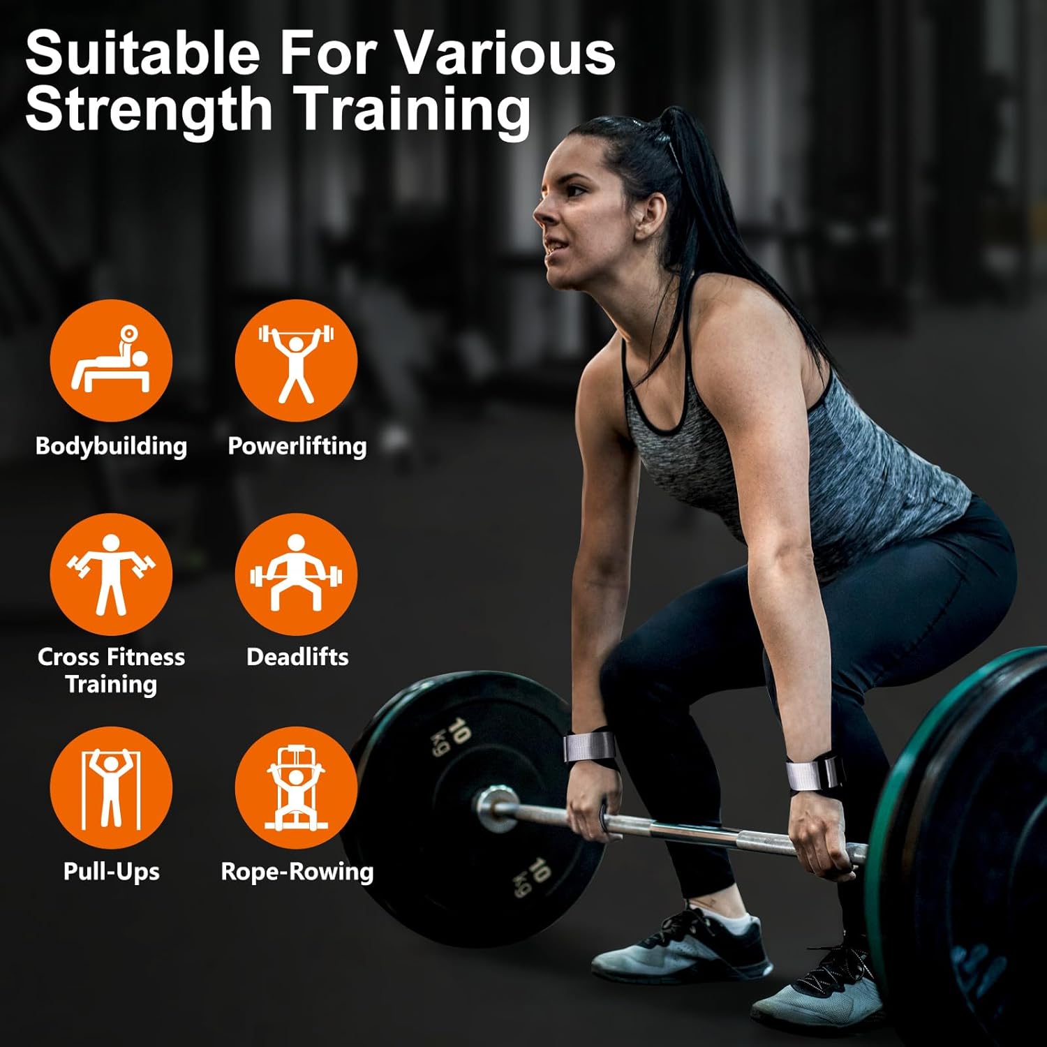 Weight Lifting Wrist Strap, Double Layer Leather Wrist Strap for Deadlift and Powerlifting, Adjustable Neoprene Padded Wrist Wraps, for Men & Women, 1 Pair - Image 7