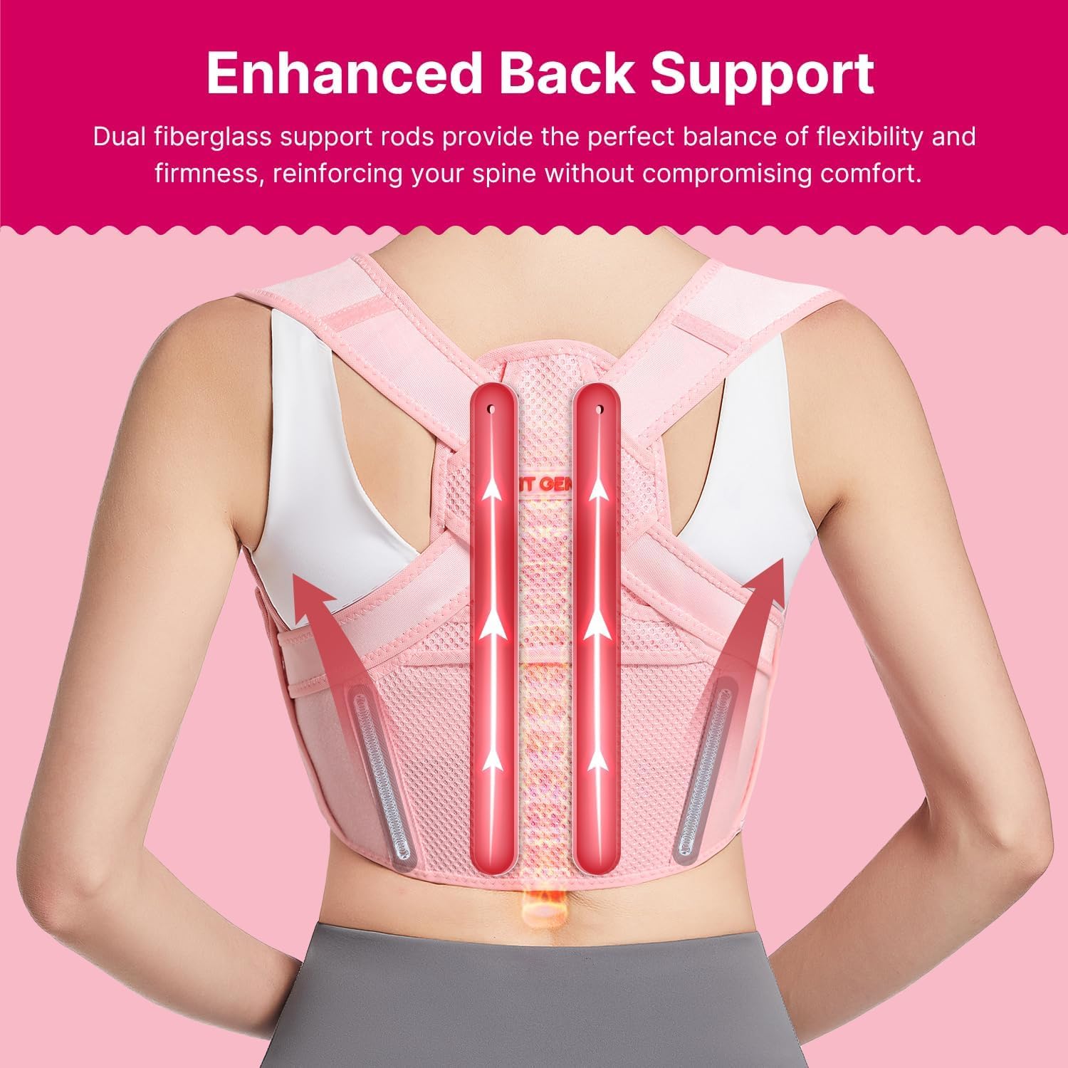 Fit Geno Posture Corrector for Women: Adjustable Lightweight Upper Back Brace for Neck Shoulder & Upper Back Pain Relief - Improve Posture Correct Hunchback Slouching Kyphosis Invisible Under Clothes (M/L Under Bust 32"-45") - Image 3