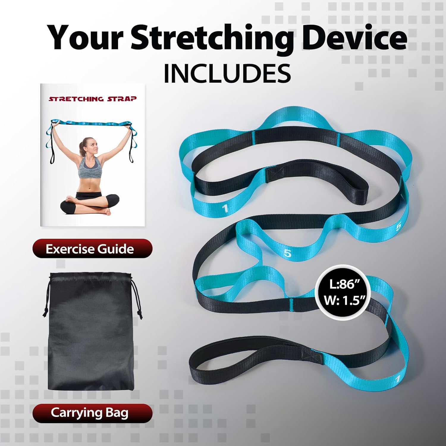 Stretching Strap with 10 Loops-Yoga Strap for Physical Therapy,Home Workout,Pilate & Flexibility Training,Non Elastic Exercise Stretch Band for Hamstring,Leg Stretcher Belt,Flexibility Fascia - Image 2