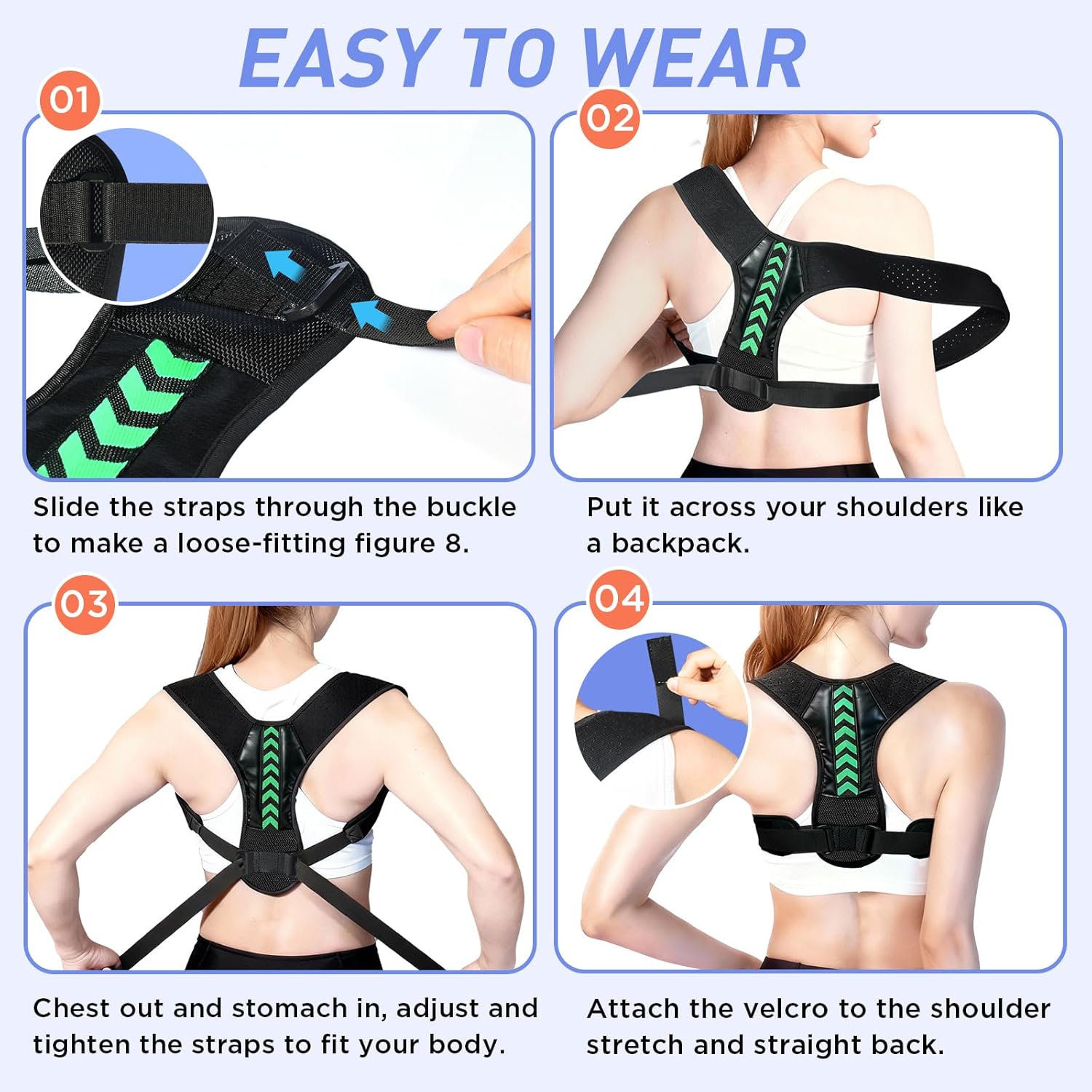 Posture Corrector for Women and Men, Adjustable Back Brace Posture Corrector for Upper & Mid Spine Support, Breathable Back Brace for Improving Neck, Shoulder and Back Posture Pain Relief - Image 2