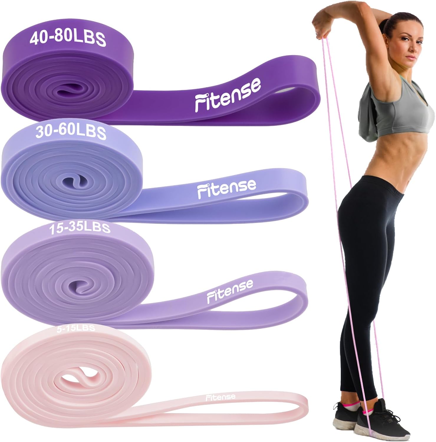 Resistance Bands Set - Pull Up Bands for Men Women, Exercise Bands Resistance with Door Anchor, Training Poster & Pouch for Body Stretching, Pull Up Assist