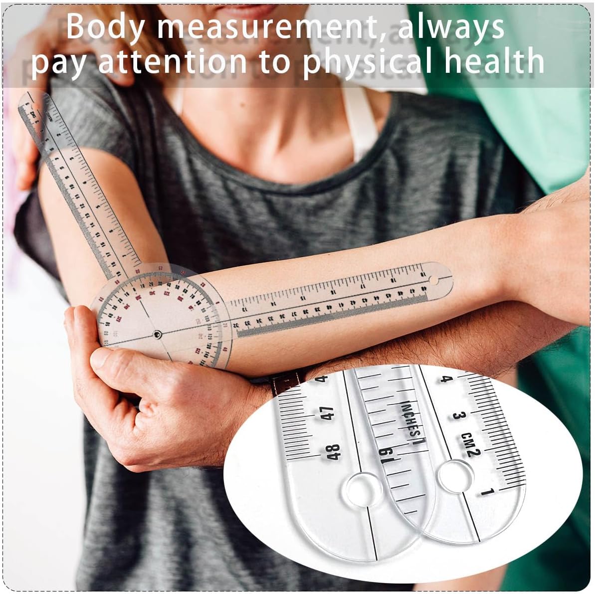 Goniometer 12 inch, Transparent Orthopedic Angle Ruler Plastic Goniometer, 360 Degree Clear Protractor Physical Therapy for Body Measuring Tape Goniometer Protractor Ruler - Image 2