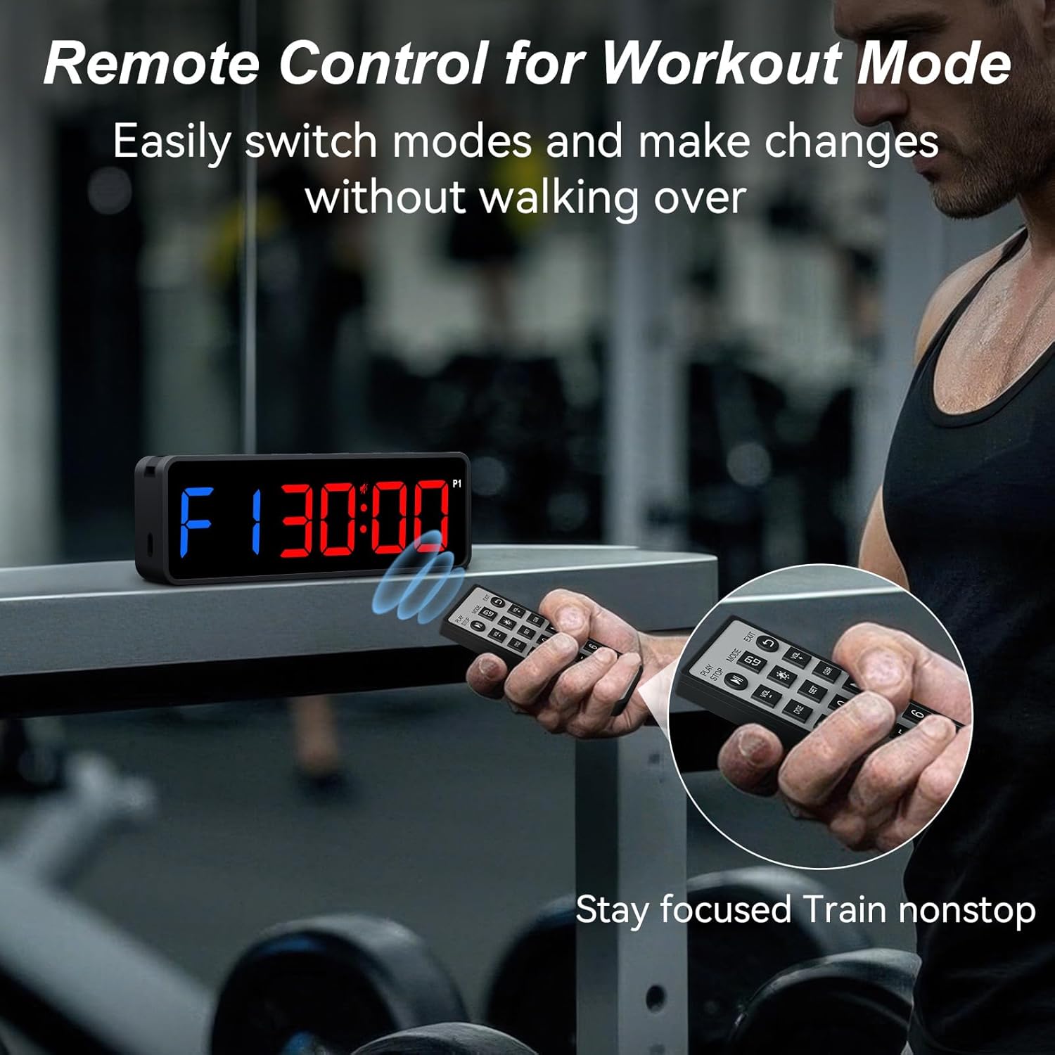 Portable Gym Timer Clock: Fitness Digital Clock with Strong Magnet - Remote Control for Fitness Enthusiasts - Powerful Battery for Home Gym Garage Boxing - Image 3