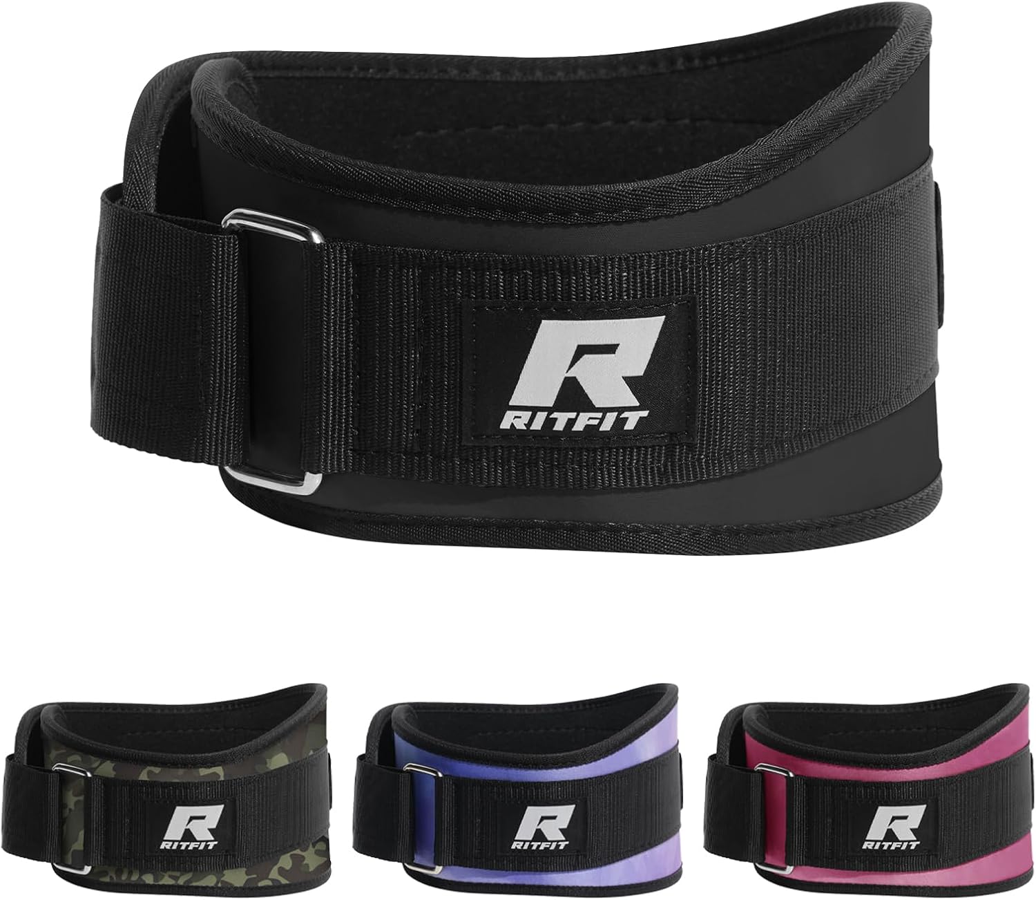 RitFit Weight Lifting Belt - Great for Squats, Lunges, Deadlift, Thrusters - Men and Women - 6 Inch Black/Camouflage