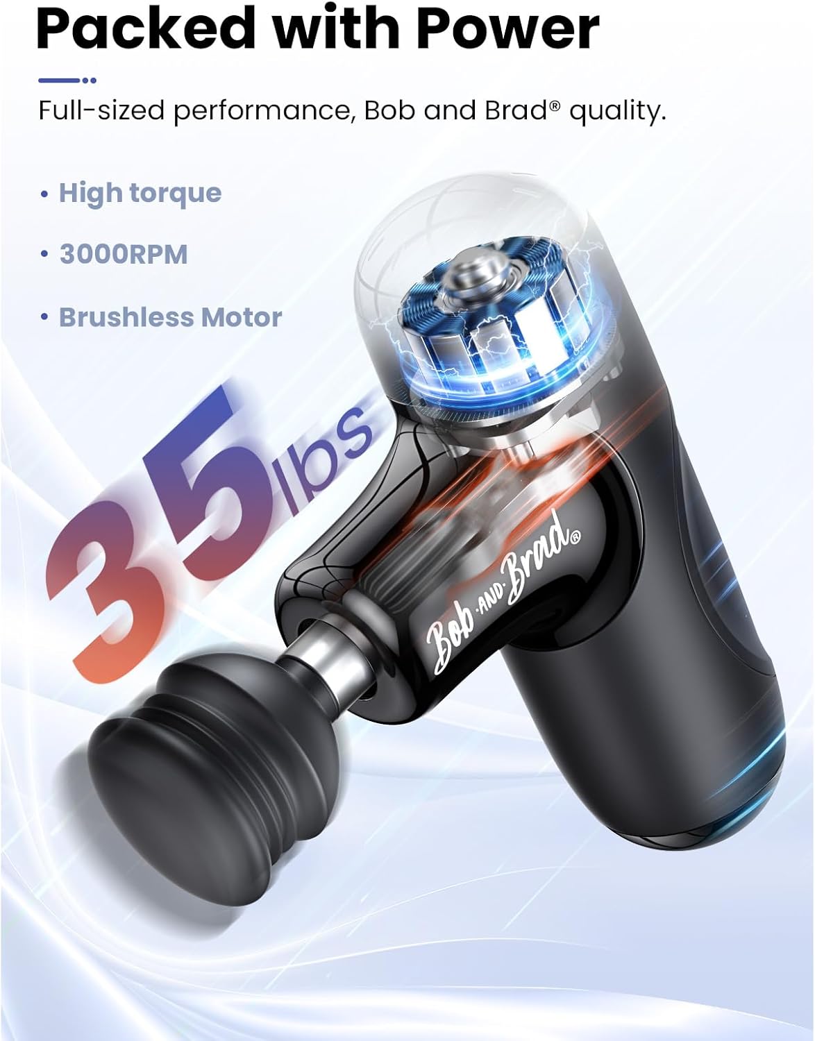 BOB AND BRAD Q2 Mini Massage Gun, Pocket-Sized Deep Tissue Massager Gun, Portable Percussion Muscle Massager Gun, Ultra Small & Quiet Muscle Massage Gun for Muscle Recovery with Carry Case - Image 3