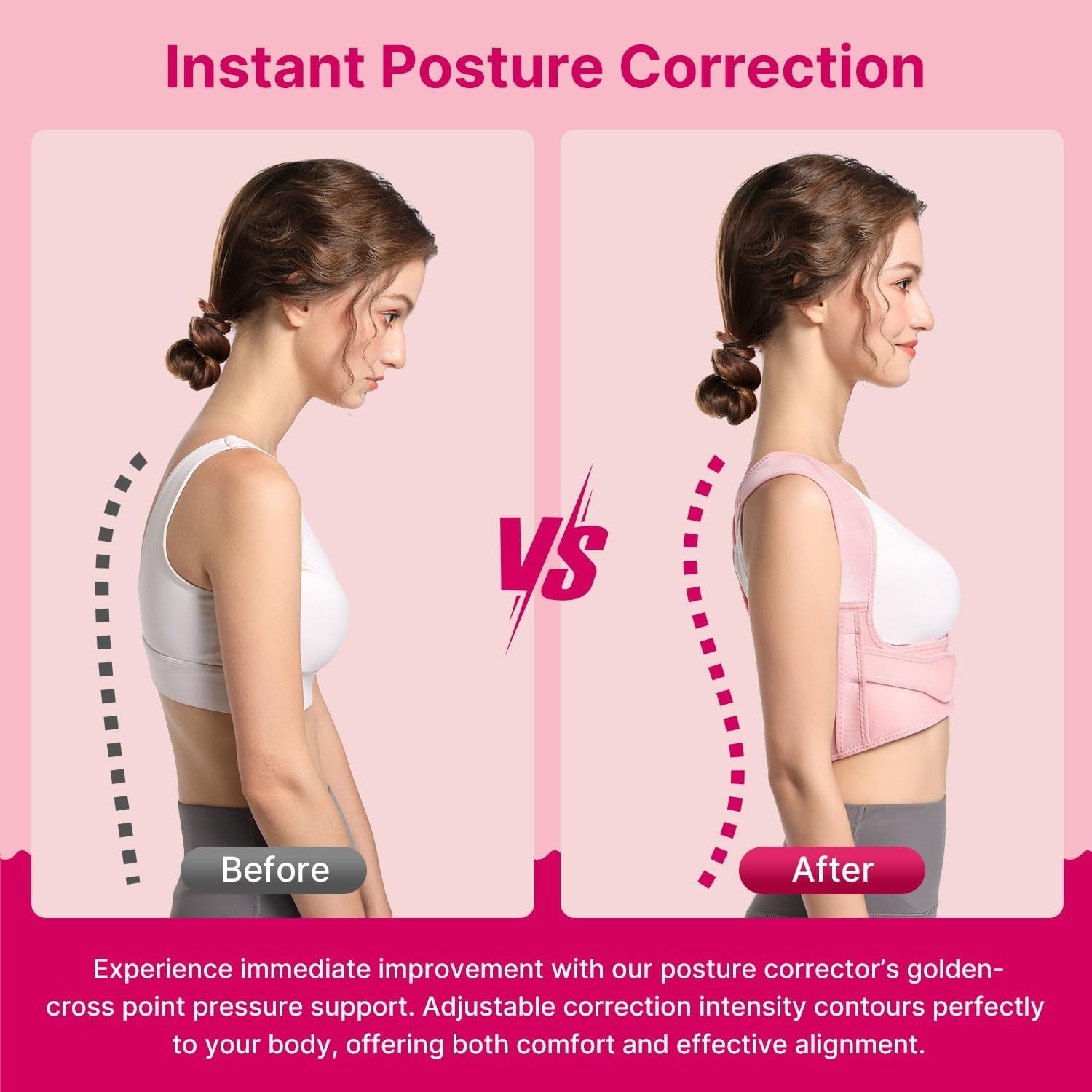 Fit Geno Posture Corrector for Women: Adjustable Lightweight Upper Back Brace for Neck Shoulder & Upper Back Pain Relief - Improve Posture Correct Hunchback Slouching Kyphosis Invisible Under Clothes (M/L Under Bust 32"-45") - Image 2