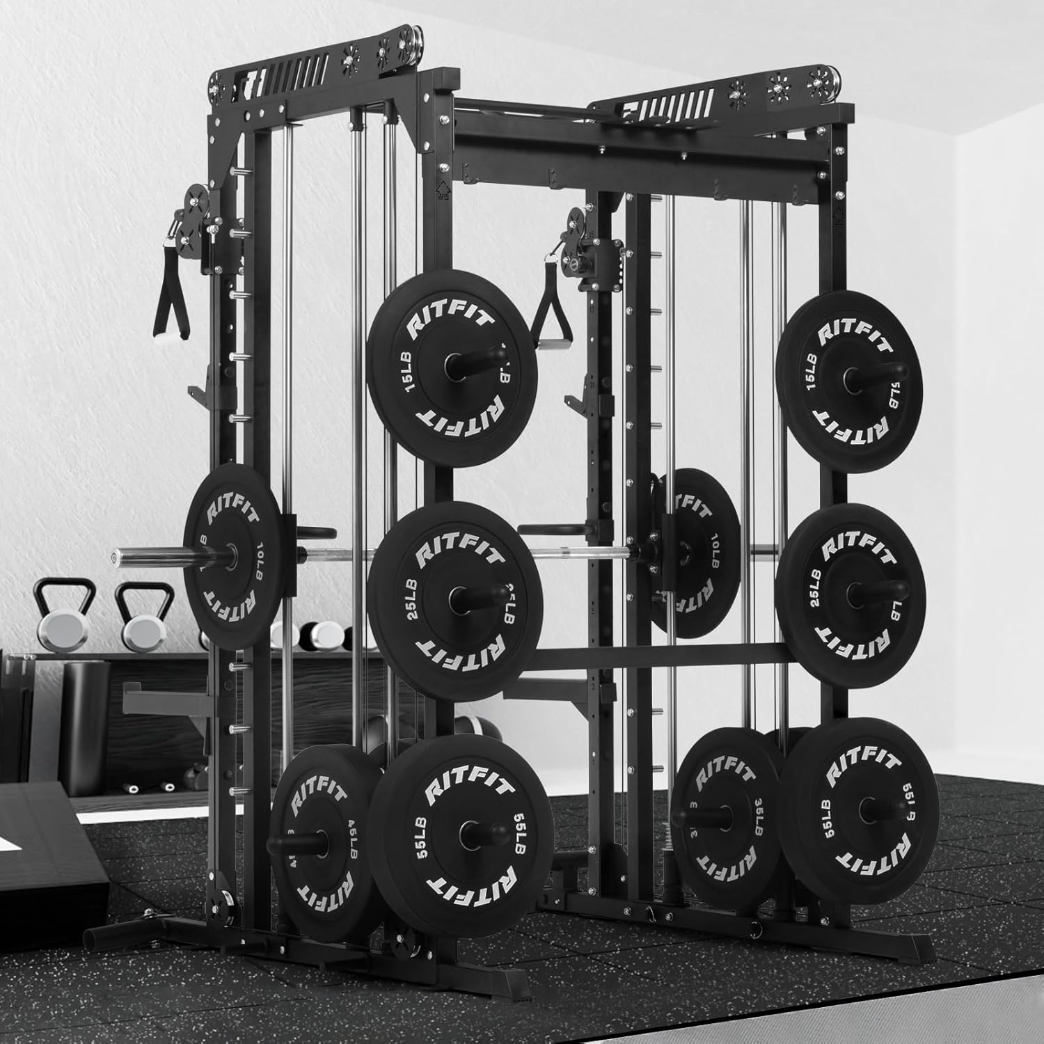 RitFit M1 & M1 Pro Smith Machine with Cable Crossover System, Multi-Function Squat Rack Power Cage for Home Gym, Power Rack and Packages - Image 7