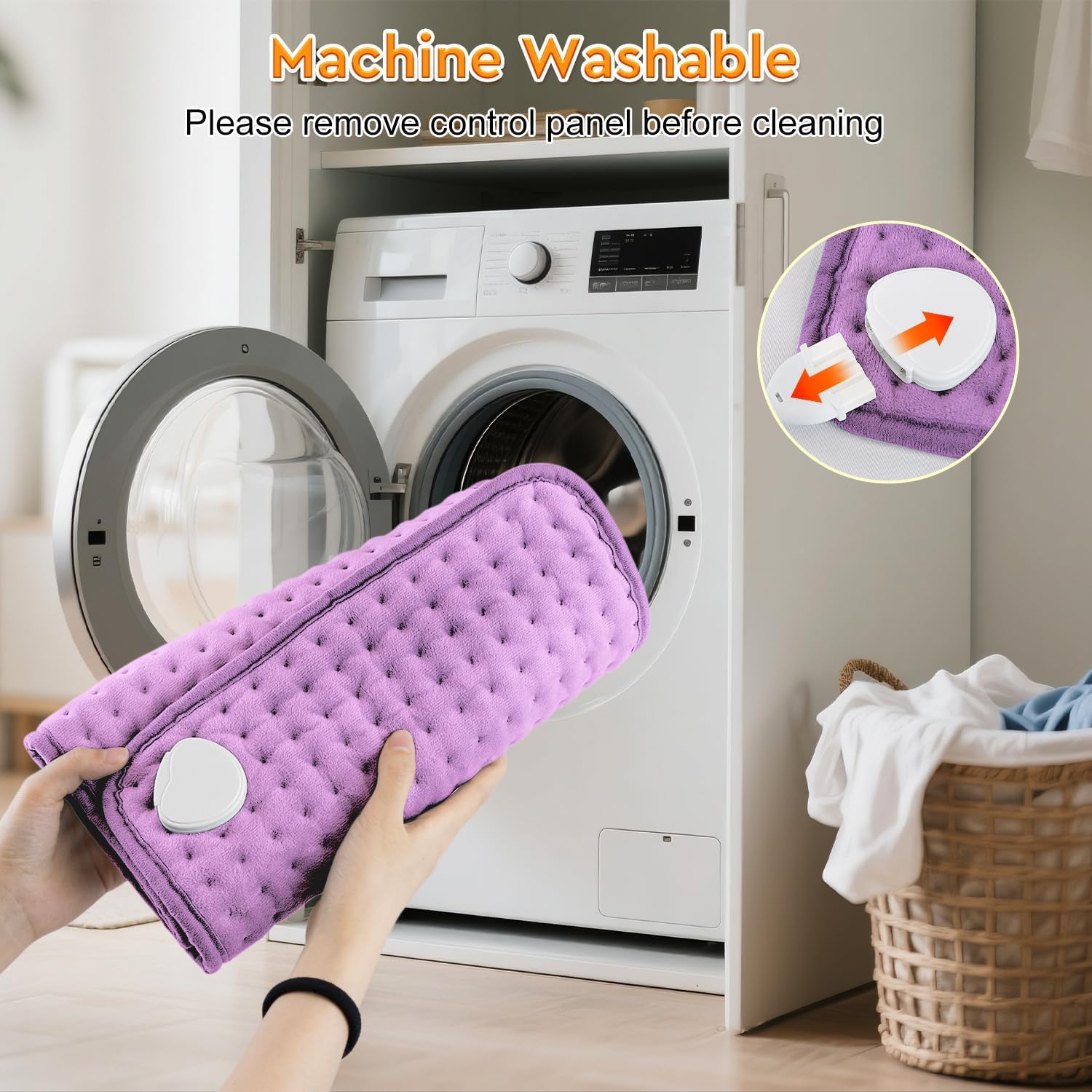 Heating Pad for Back Pain & Period Cramps Relief - Birthday Gifts for Women Mom Grandma, Portable Electric Neck and Shoulder Heating Pads Large, 10 Heat Settings, ETL Certified, 12"x24", Purple - Image 9