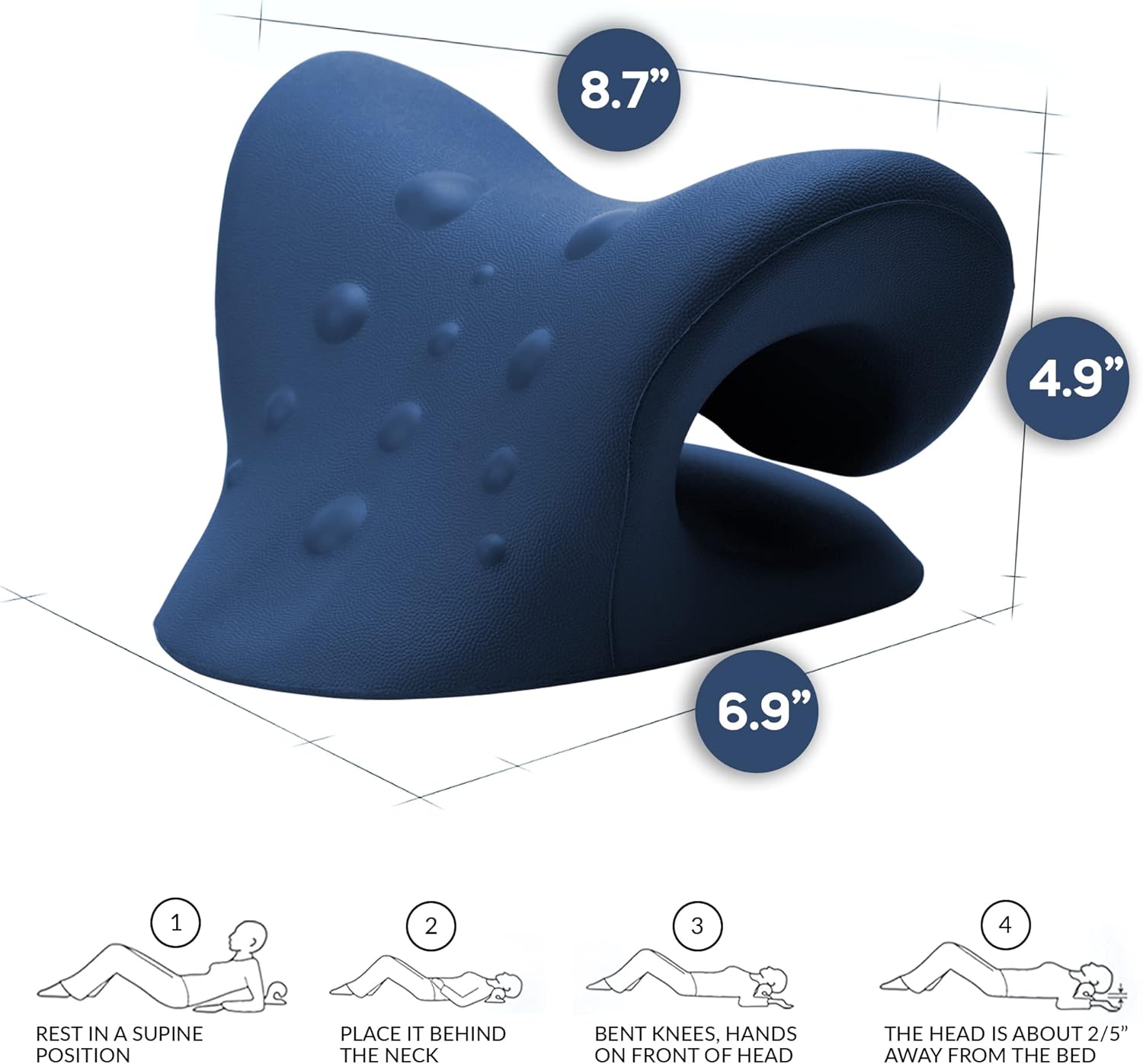 Neck Stretcher & Posture Corrector for Women and Men, Cervical Traction for Spine Alignment, Adjustable Upper Back Brace & Elastic Support for Shoulder Back Pain Relief (Dark Blue) - Image 7