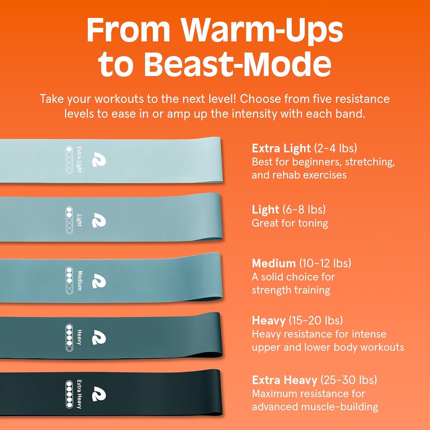 Retrospec Activate Resistance Loop Band Set for Working Out, Home Fitness, Toning, Stretching & Exercise - Lightweight & Portable for Men & Women - Image 5