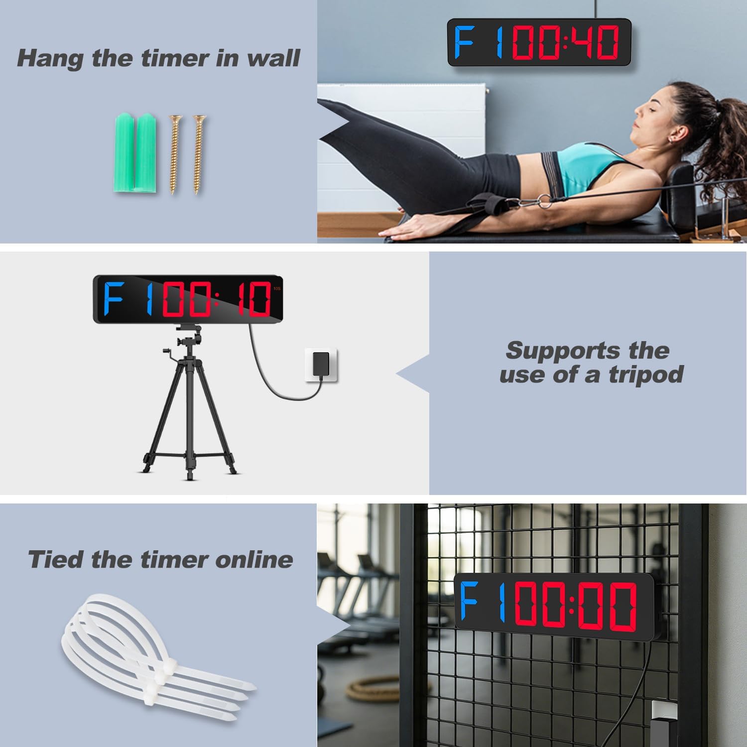 Gym Timer 15" Large LED Display Wall Clock | Gym Interval Workout | Count Down & Up | Stopwatch | Adjustable Buzzer Volume | Upgraded Remote | Digital Timer for Fitness Classroom Home Garage Outdoor - Image 6