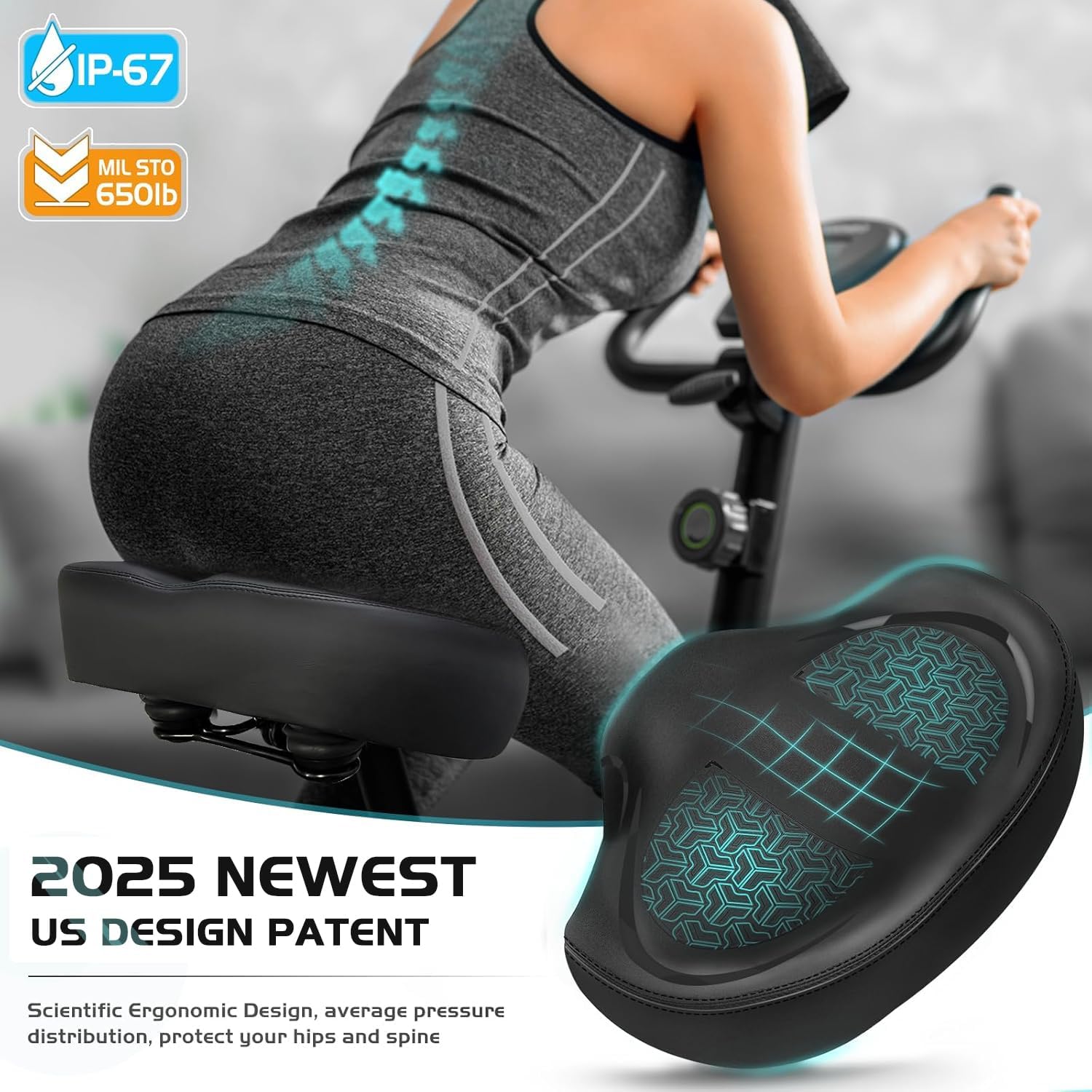 Noseless Bike Seat Cushion for Men & Women - Extra Padding & Comfort Wide Bicycle Seat, Oversized Comfortable Saddle for Peloton Bikes, Exercise Bikes, Electric Bikes, Cruiser Bikes - Image 8