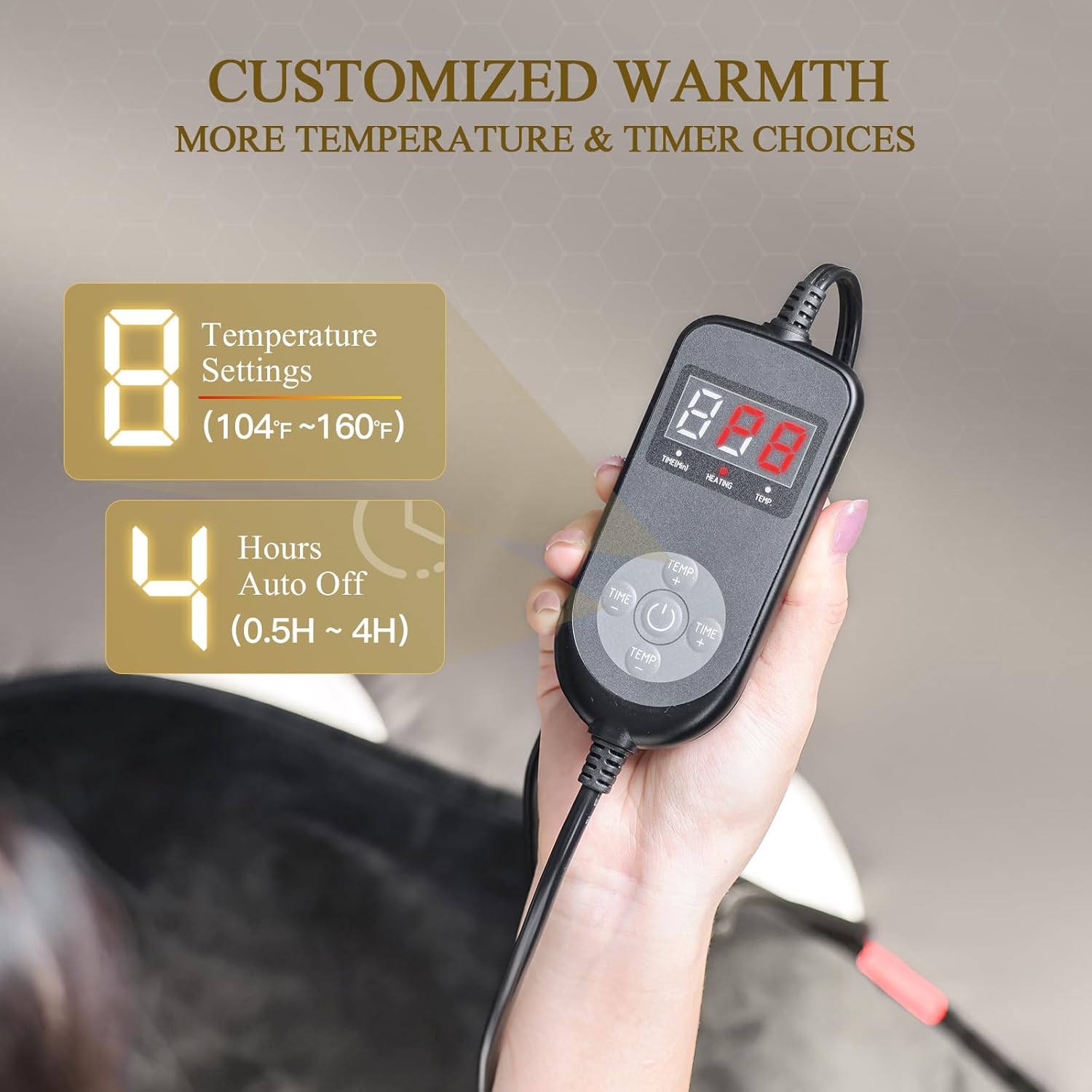 Extra Hot Heating Pad: 2X Graphene Max 160℉ Electric Heating Pad for Back Neck Shoulders Leg - Fast Deep Relief for Men from Chronic Pain in Winter - 4H Auto Off 12" x 24" - Image 5