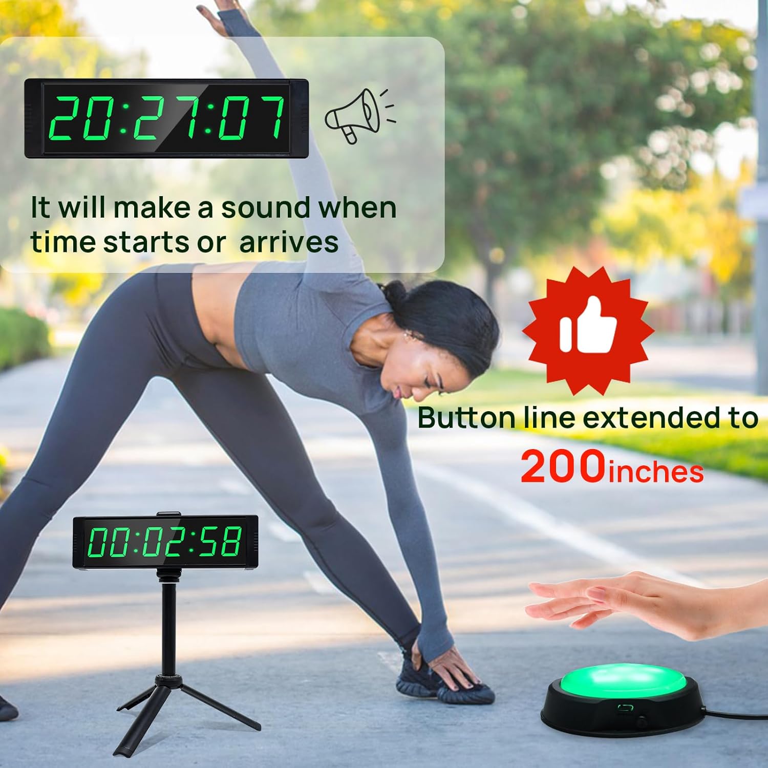 YZ Gym Timer Clock for Home Gym, Fitness Timer with Stopwatch Button, Large Digital Stopwatch Countdown Clock, 12/24H Digital Wall Clock, with Stand - Image 3