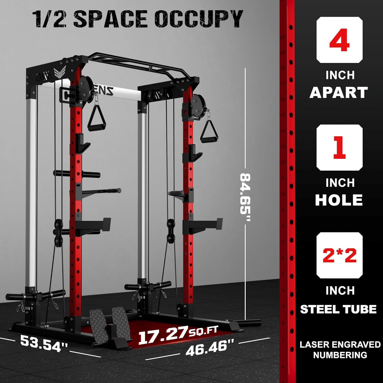Power Cage, 2000LBS Multi-Function C21 Power Rack with Dual Pulley Cable Crossover System, All-in-One Squat Rack with More Training Attachments - Image 8