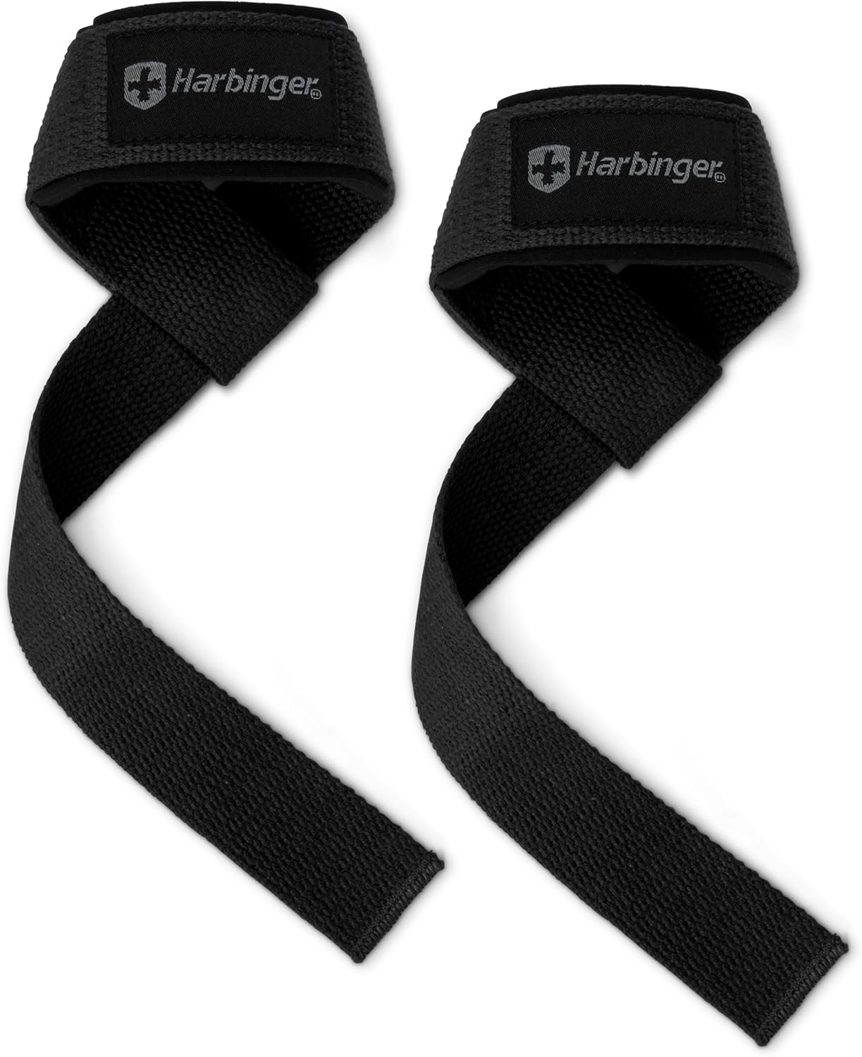 Harbinger Padded Cotton Lift Straps - Soft, Supportive Neotek Wrist Pads - 21.5" Length, 1.5" Width - Reinforced Edges & Heavy-duty Stitching - Cushions Wrists for Lifting Support