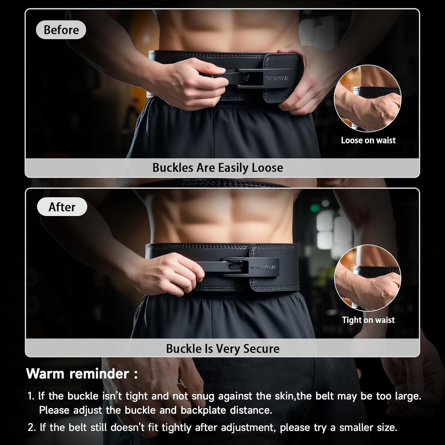 MANUEKLEAR 10mm Thick & 4inch Wide Weight Lifting Belt Lever, Lever Belt Weightlifting for Men and Women, Powerlifting Lever Gym Belt for Squat Deadlift Workout - Image 3