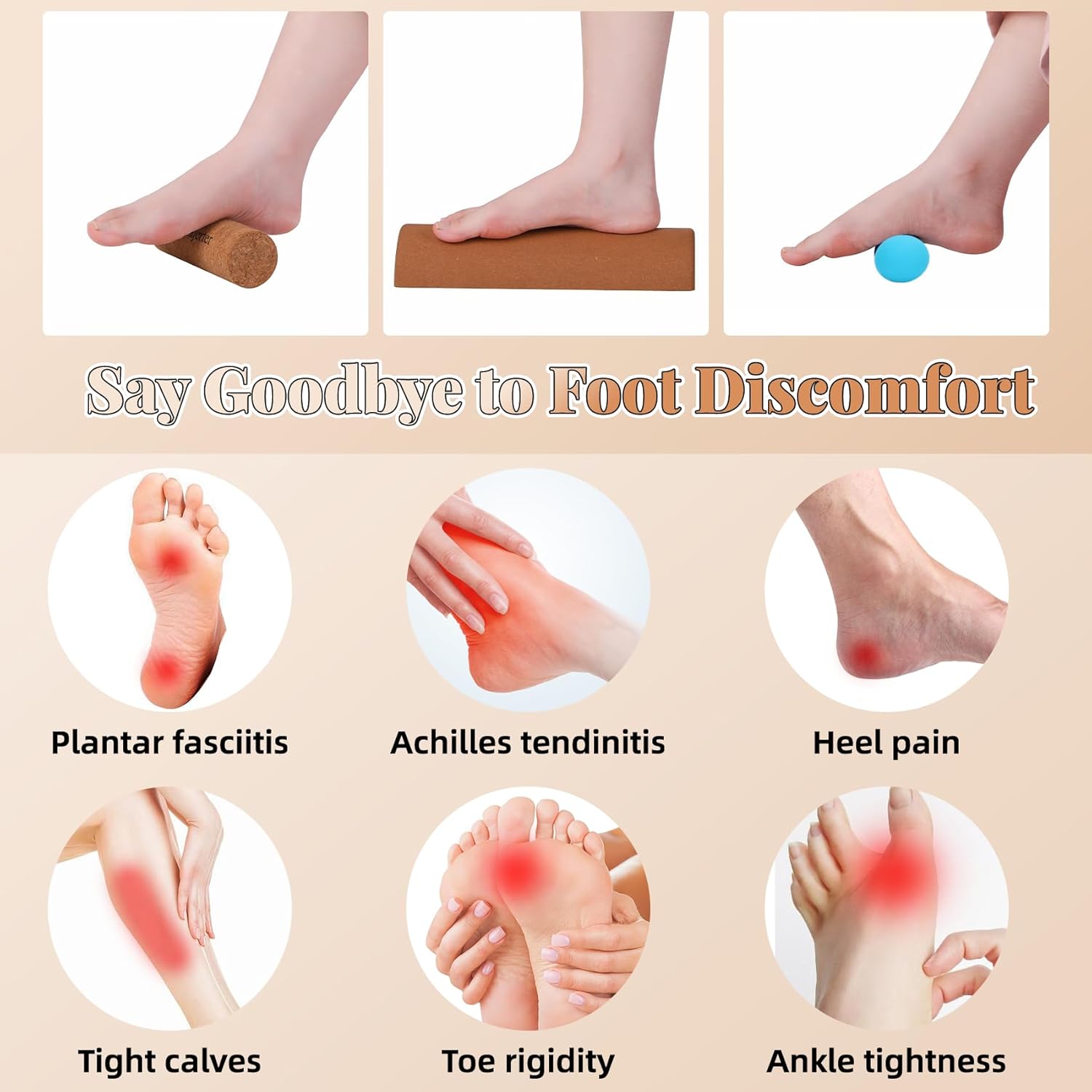 Cork Balance Board 4-in-1 Foot Strengthener, Premium Natural Cork, Plantar Fasciitis Foot Pain Relief, Foot Balance Trainer - Image 4