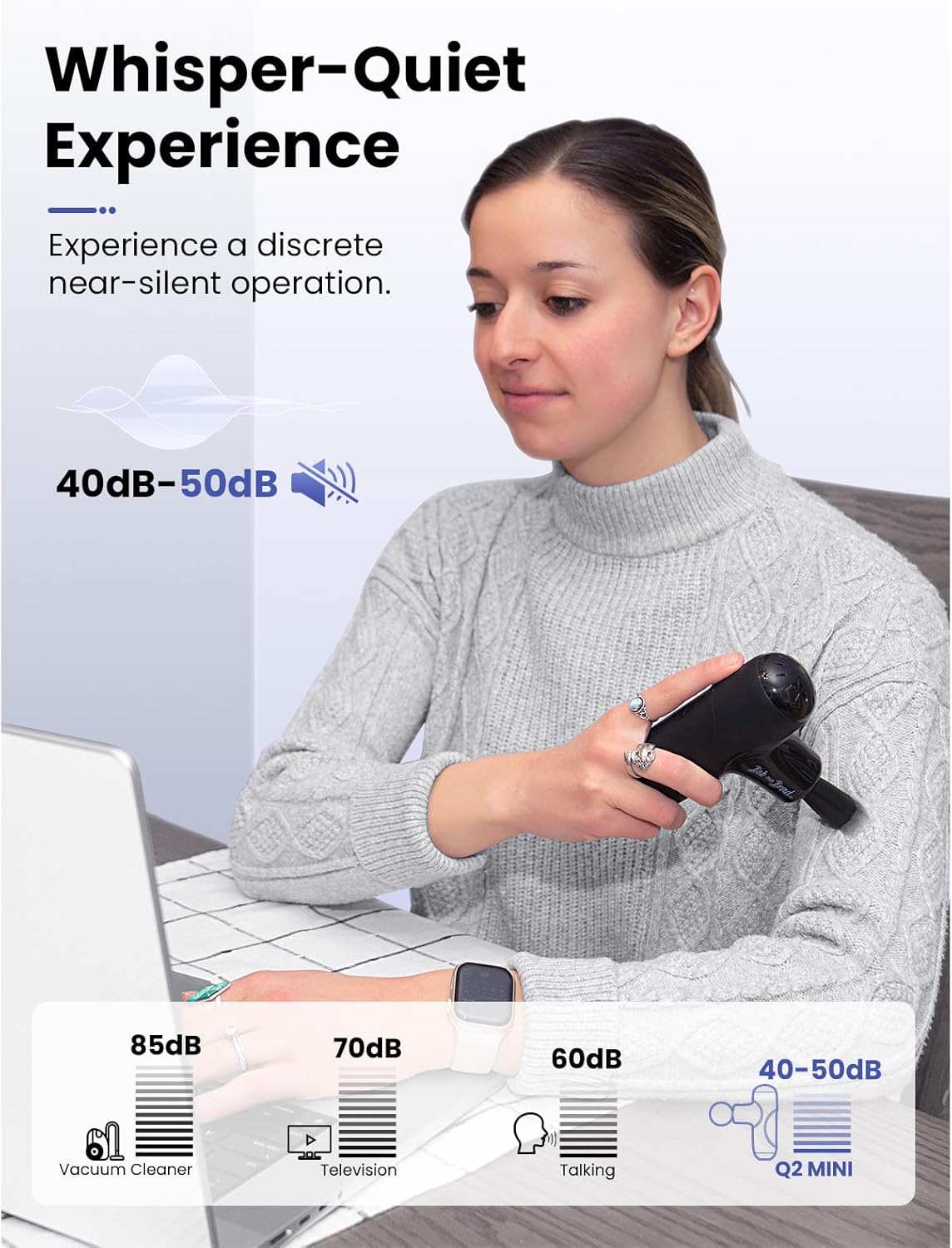 BOB AND BRAD Q2 Mini Massage Gun, Pocket-Sized Deep Tissue Massager Gun, Portable Percussion Muscle Massager Gun, Ultra Small & Quiet Muscle Massage Gun for Muscle Recovery with Carry Case - Image 5