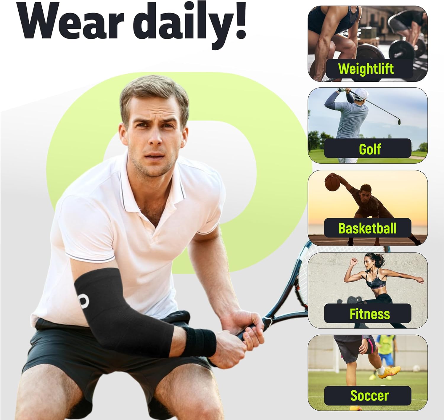 Elbow Brace Compression Sleeve (1 Pair) - Instant Arm Support Elbow Sleeves for Tendonitis, Arthritis, Bursitis, Golfers & Tennis Elbow Brace, Treatment, Workouts, Weightlifting, Pain Relief, Recovery - Image 8