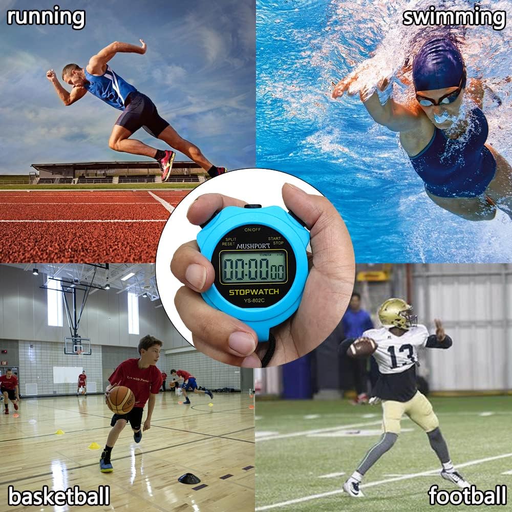 Stopwatch Timer Only Stopwatch Mode, ON/Off Silent Large Display Simple Operation, Without Clock Date Countdown, Digital Stop Watch for Sports Kids Coaches, Blue - Image 7