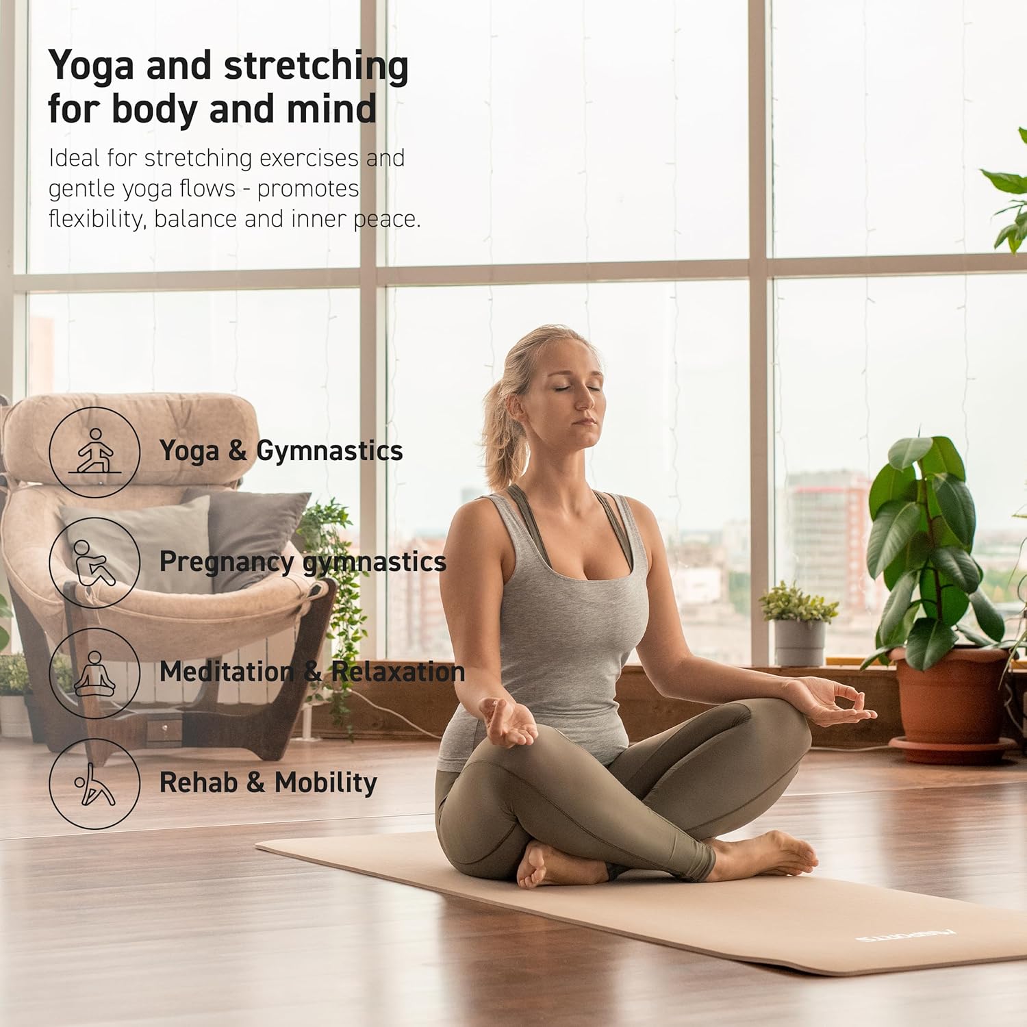 Yoga Mat Premium Non Slip Thick – Extra Comfortable Exercise Mat for Home Workouts, Pilates, Stretching & Gym – Cushioned NBR Foam, Gym Mat with Strap, for Women & Men - Image 6