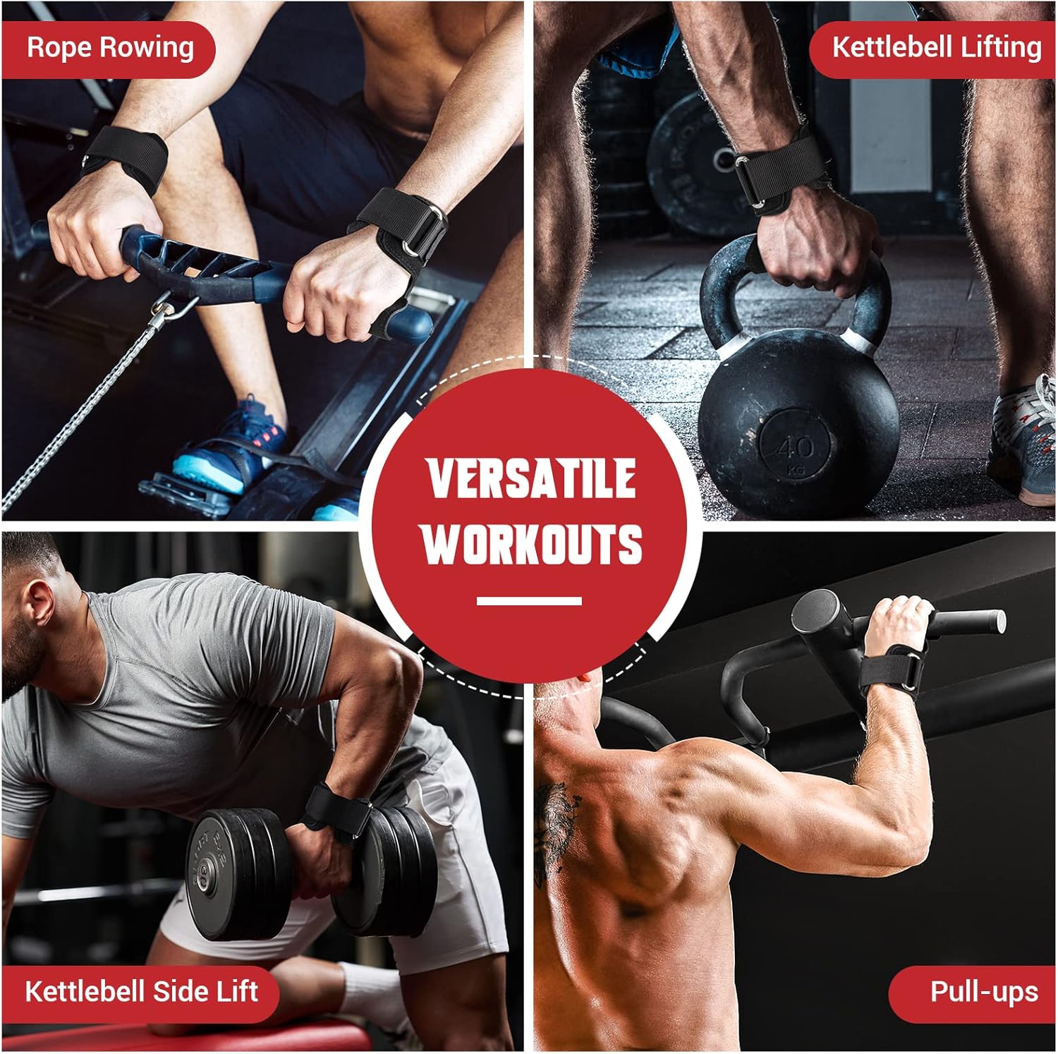 COFOF Weight Lifting Wrist Strap, Double Layer Leather Wrist Strap for Deadlift and Powerlifting, Adjustable Neoprene Padded Gym Workout Lifting Hooks (Pair) - Image 7