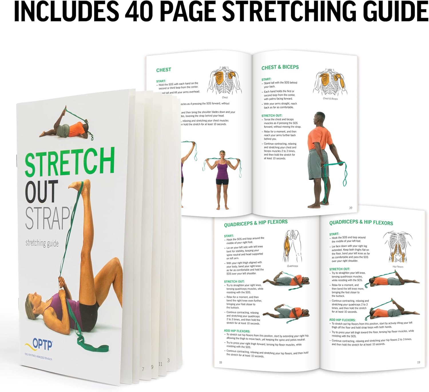OPTP The Original Stretch Out Strap with Exercise Book, for Flexibility and Mobility Exercises. Stretch Out Straps for Physical Therapy, Yoga Stretching Strap and Knee Therapy Strap. Made in the USA - Image 6