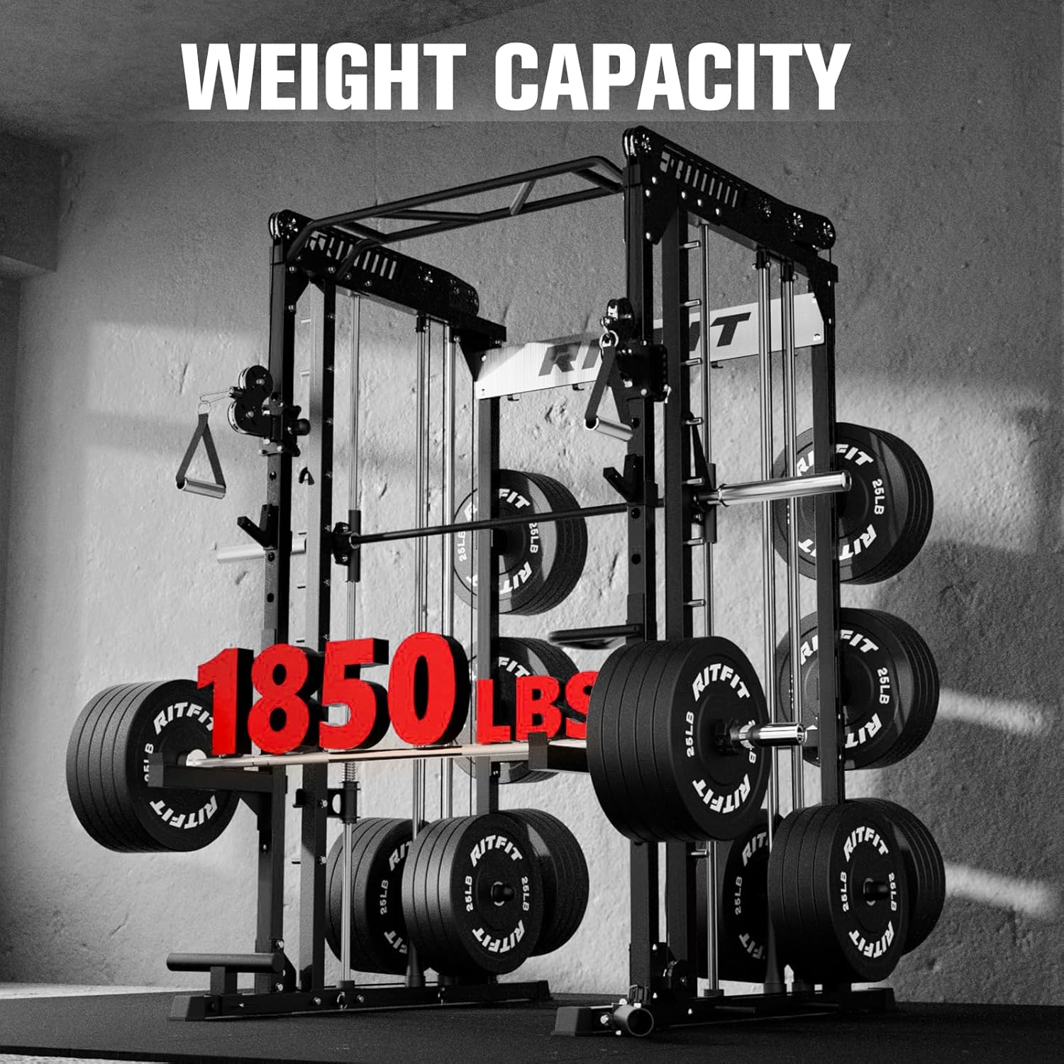 RitFit M1 & M1 Pro Smith Machine with Cable Crossover System, Multi-Function Squat Rack Power Cage for Home Gym, Power Rack and Packages - Image 5