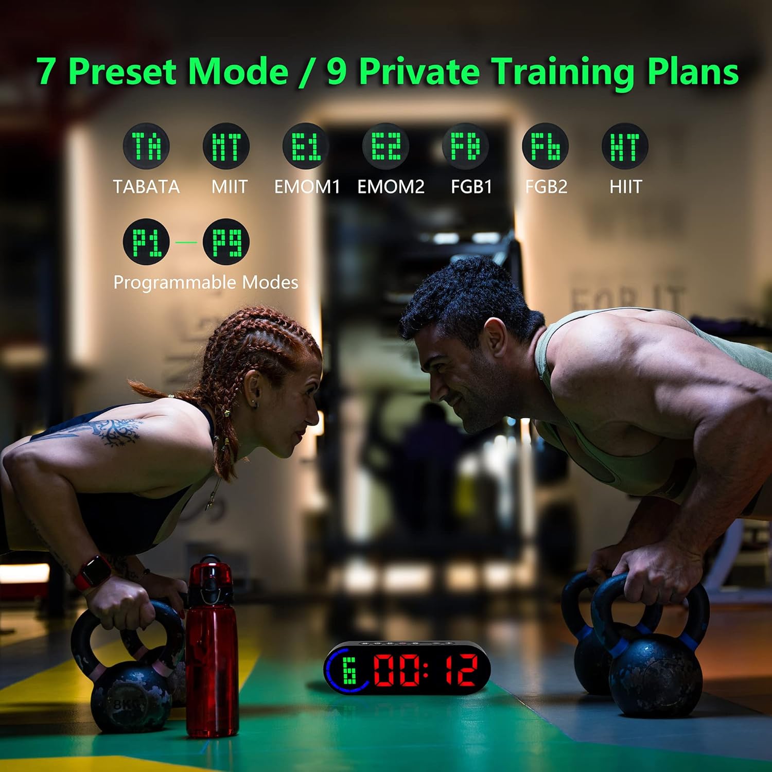 Portable Gym Timer for Home Gym Interval Timer for Workout with Time Progress Bar/Rounds, Workout Clock for Boxing HIIT Tabata Emom Fitness Rechargeable Battery Powered… - Image 4