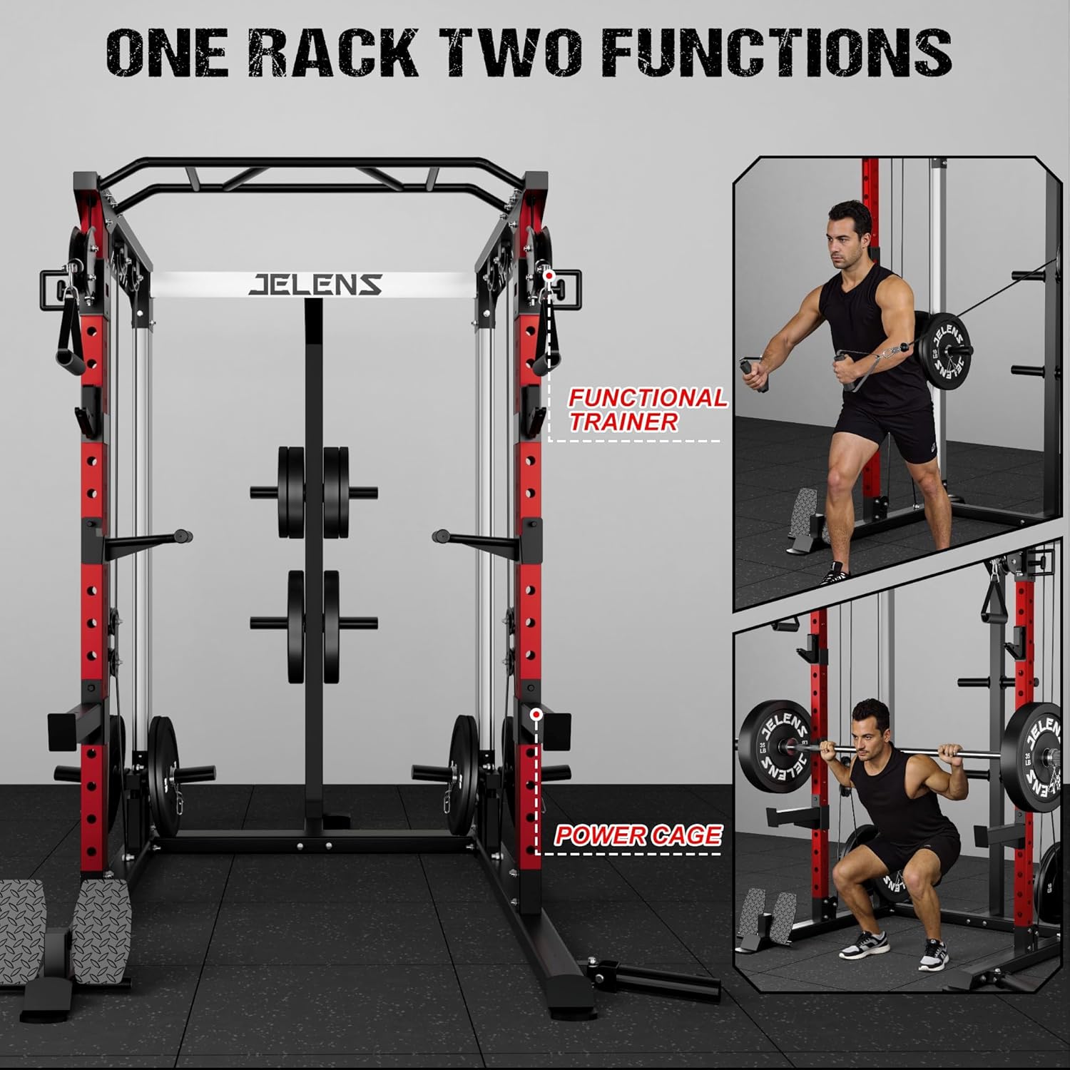 Power Cage, 2000LBS Multi-Function C21 Power Rack with Dual Pulley Cable Crossover System, All-in-One Squat Rack with More Training Attachments - Image 5